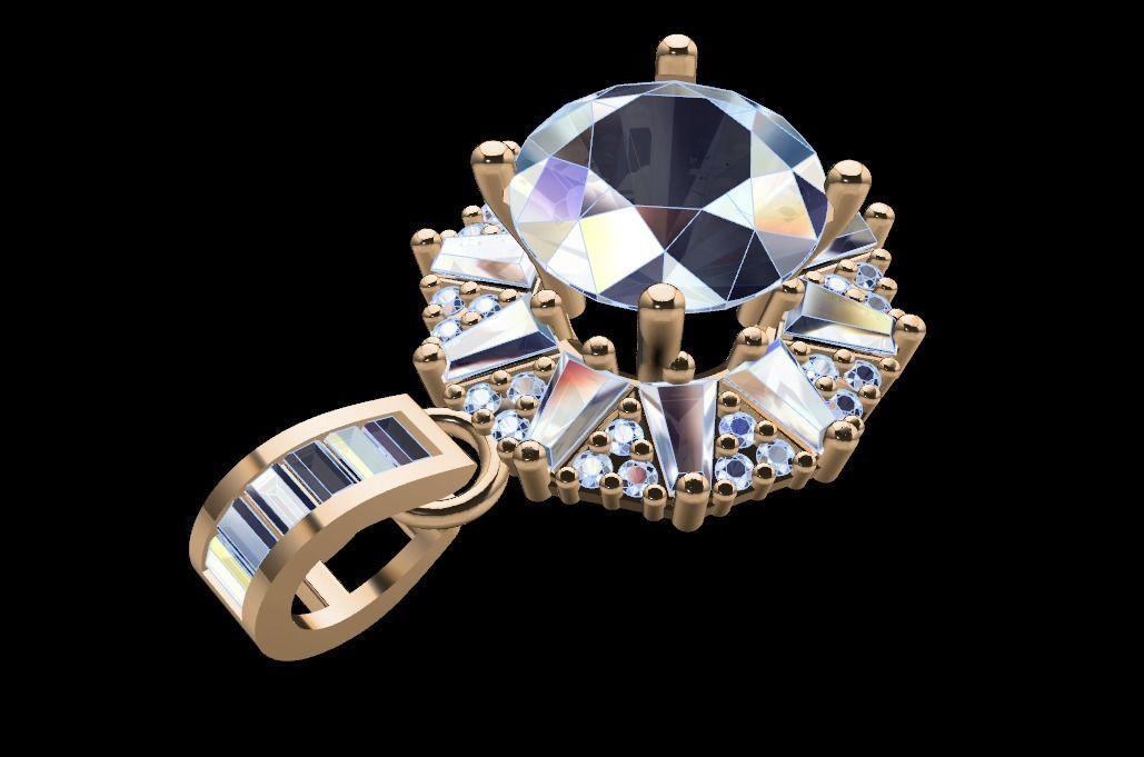 BAGUETTE Necklaces or Pendant 48 3D print model_2