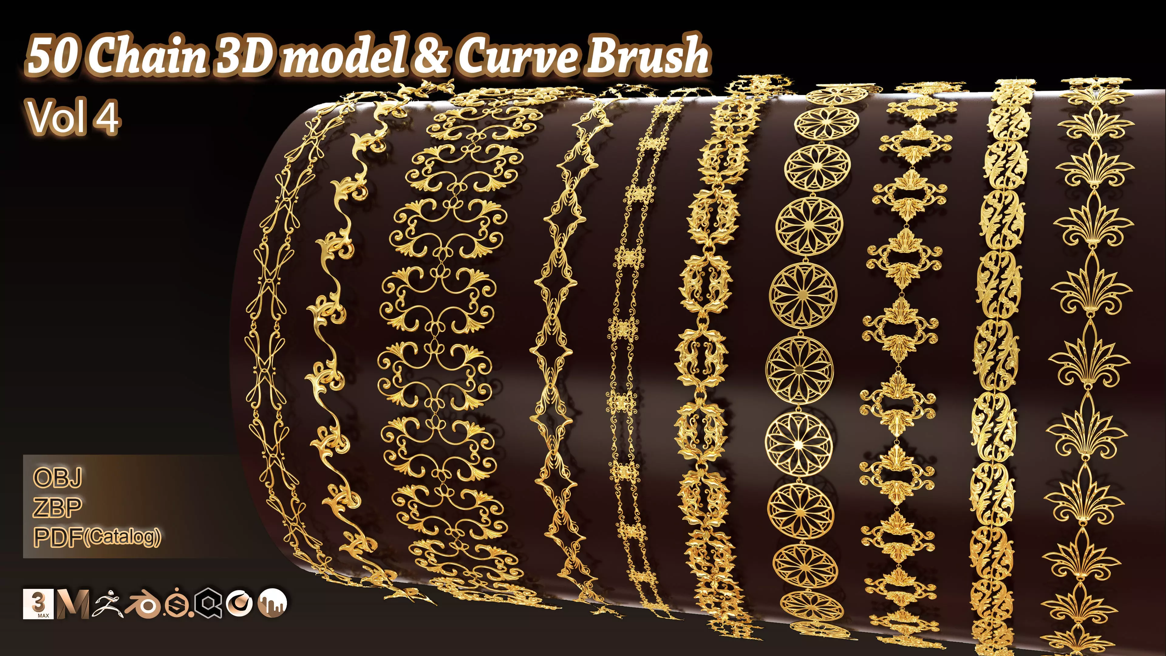 50 Chain 3D Model and Curve brush Vol 4 3D model_0