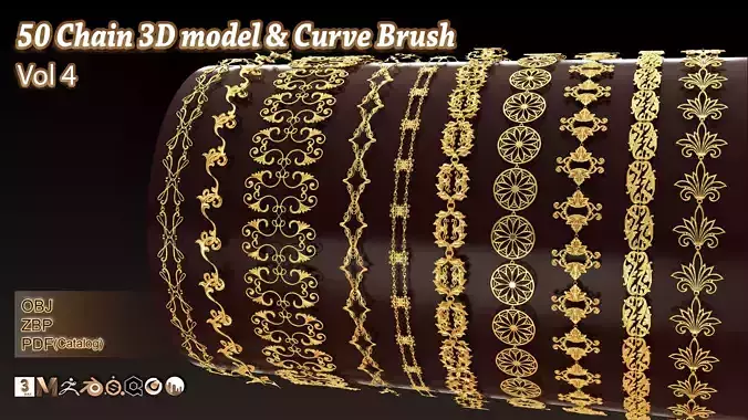 50 Chain 3D Model and Curve brush Vol 4 3D model