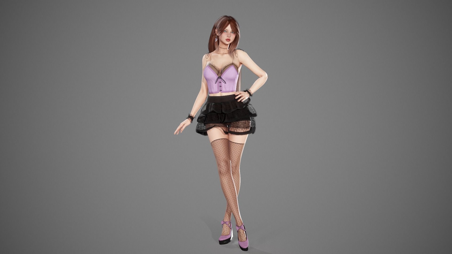 Party Girl Sophia Low-poly 3D model_6