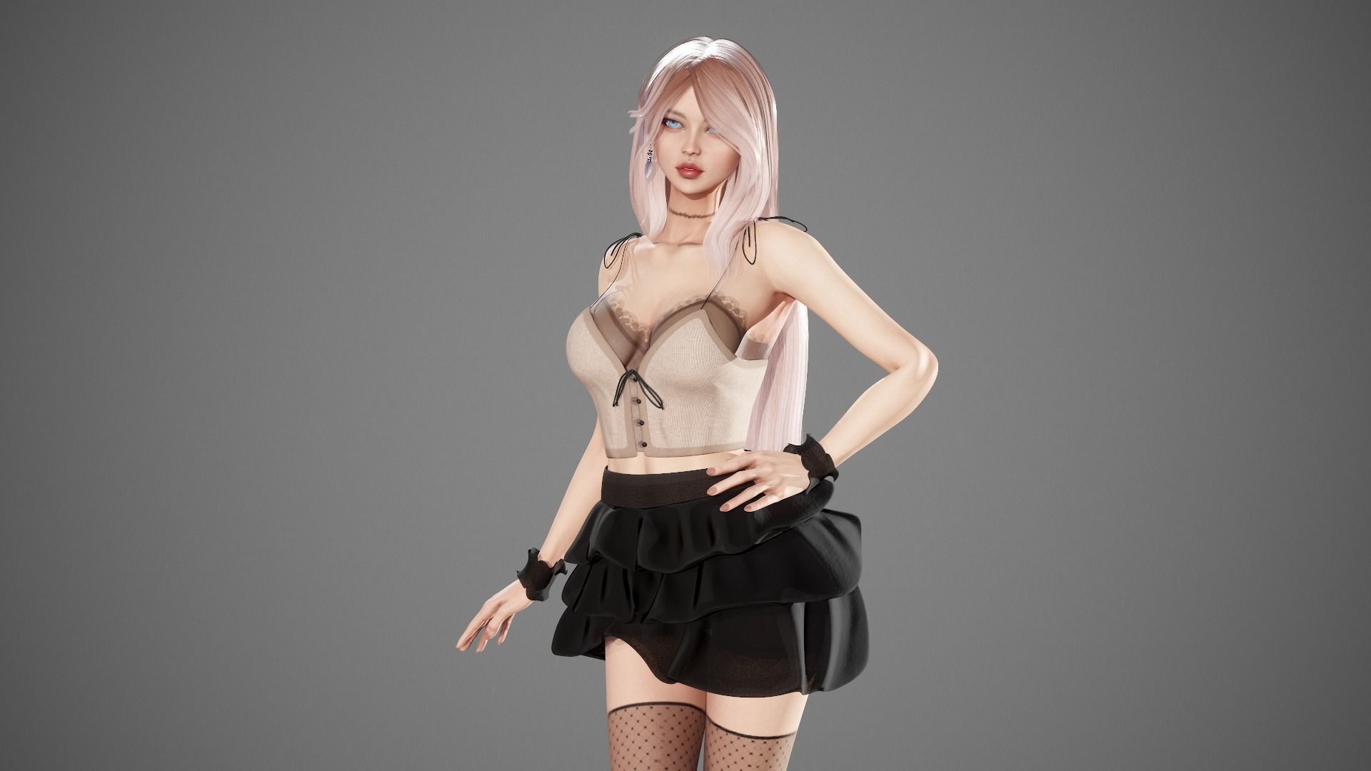 Party Girl Sophia Low-poly 3D model_11