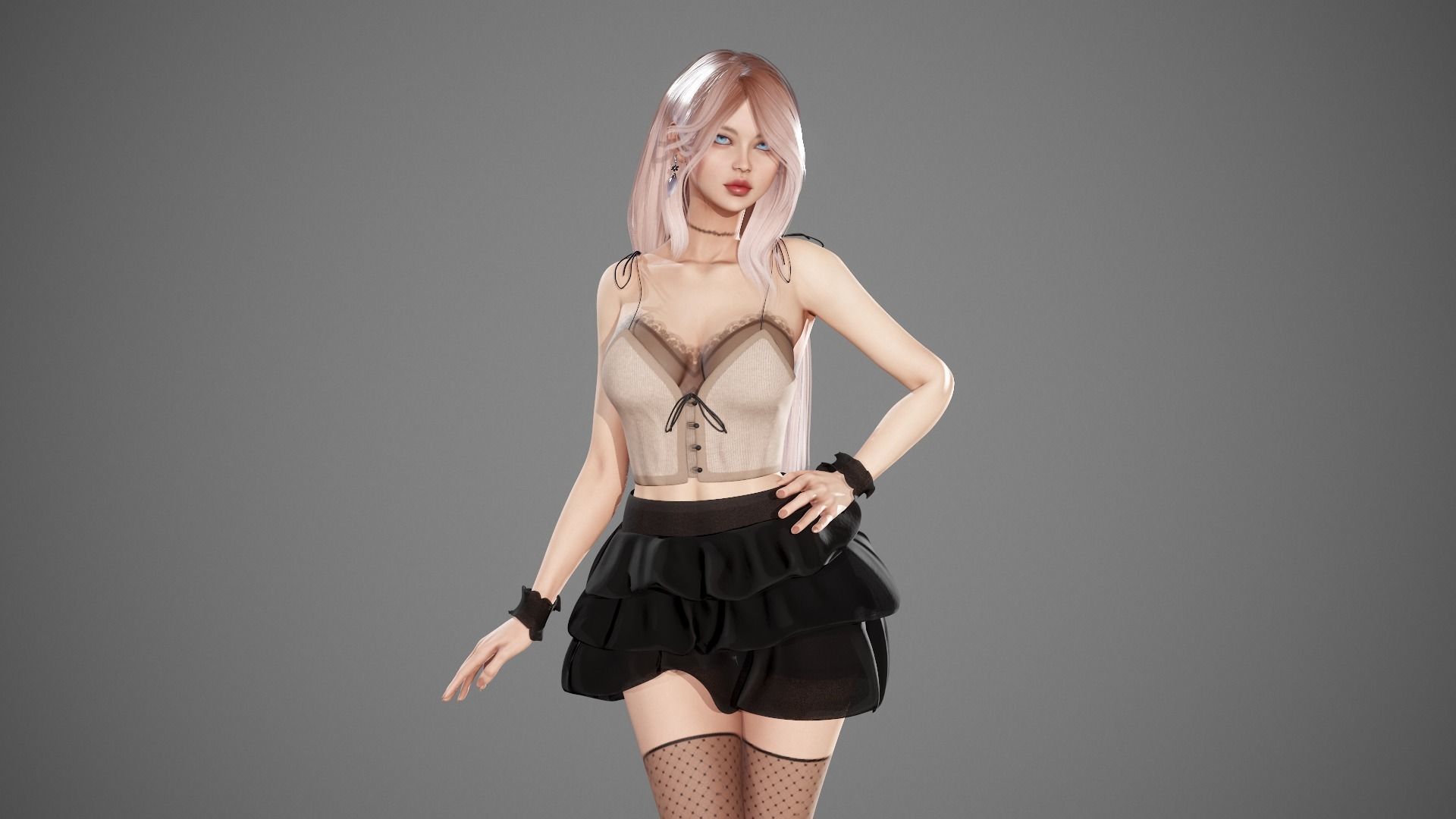 Party Girl Sophia Low-poly 3D model_2