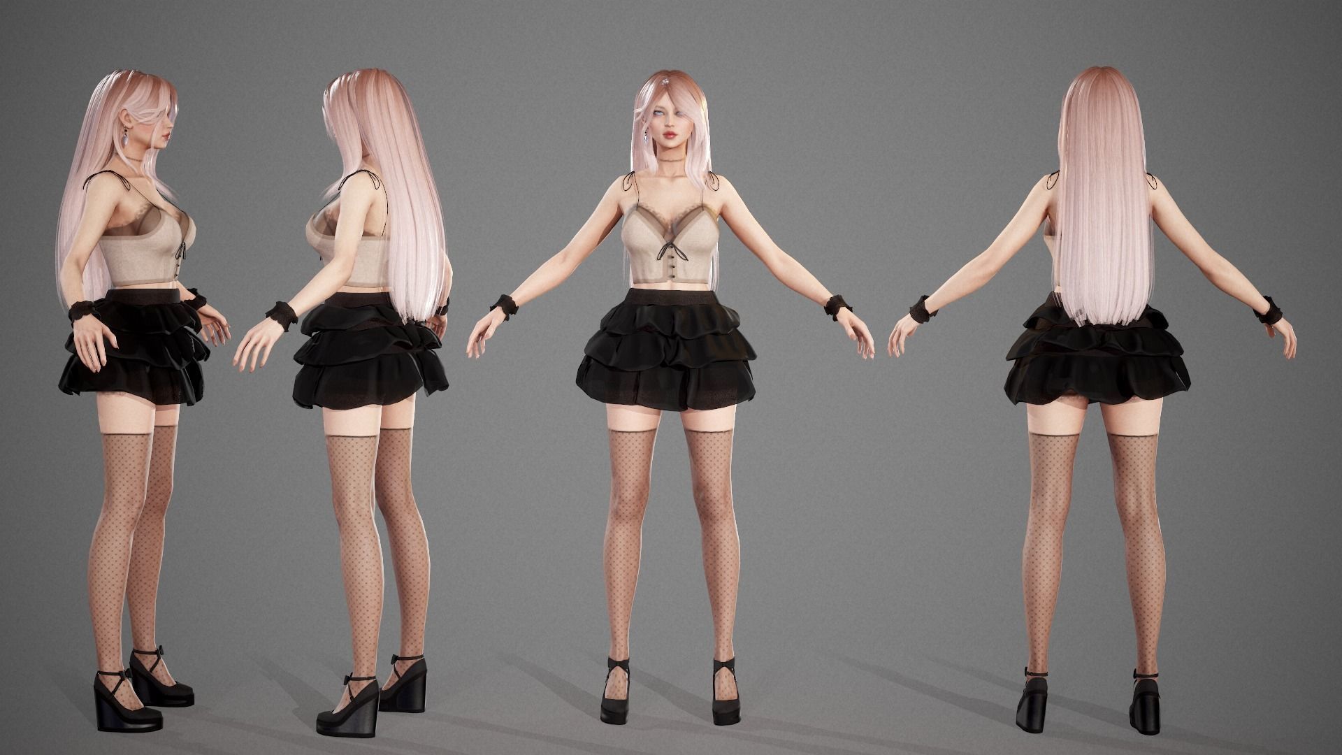 Party Girl Sophia Low-poly 3D model_4