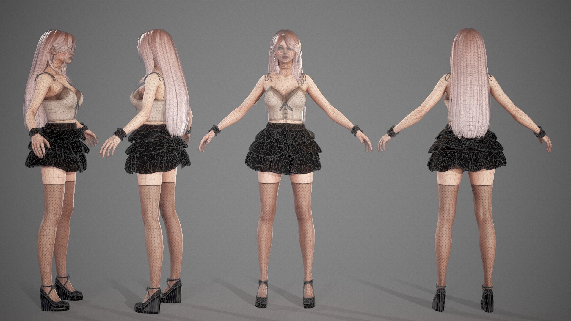 Party Girl Sophia Low-poly 3D model_5