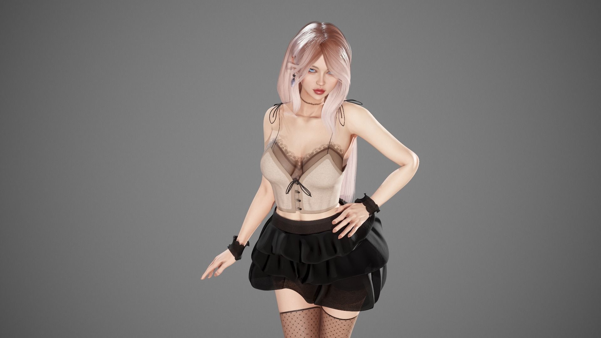 Party Girl Sophia Low-poly 3D model_12