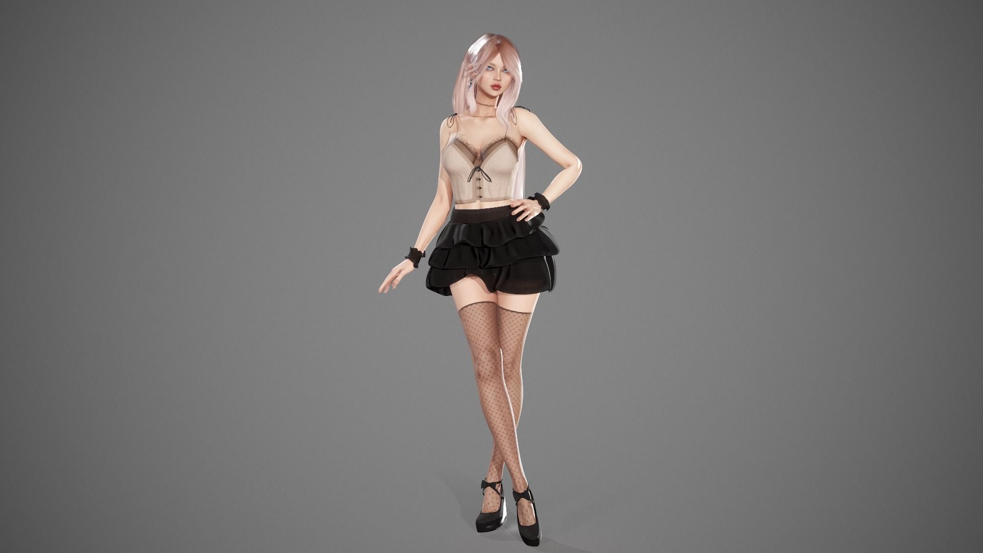 Party Girl Sophia Low-poly 3D model_3