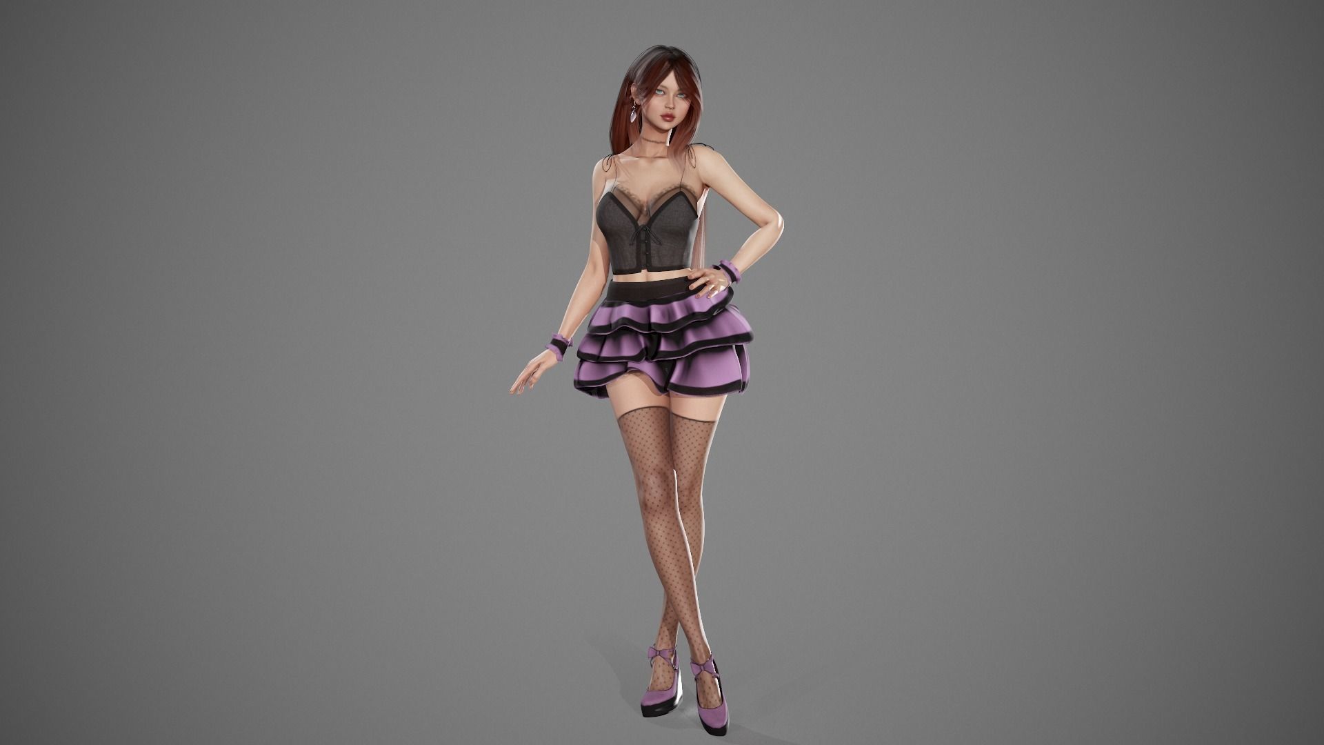 Party Girl Sophia Low-poly 3D model_7