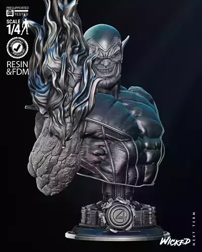 Wicked Marvel Super Skrull Bust Portrait Tested for 3D printing