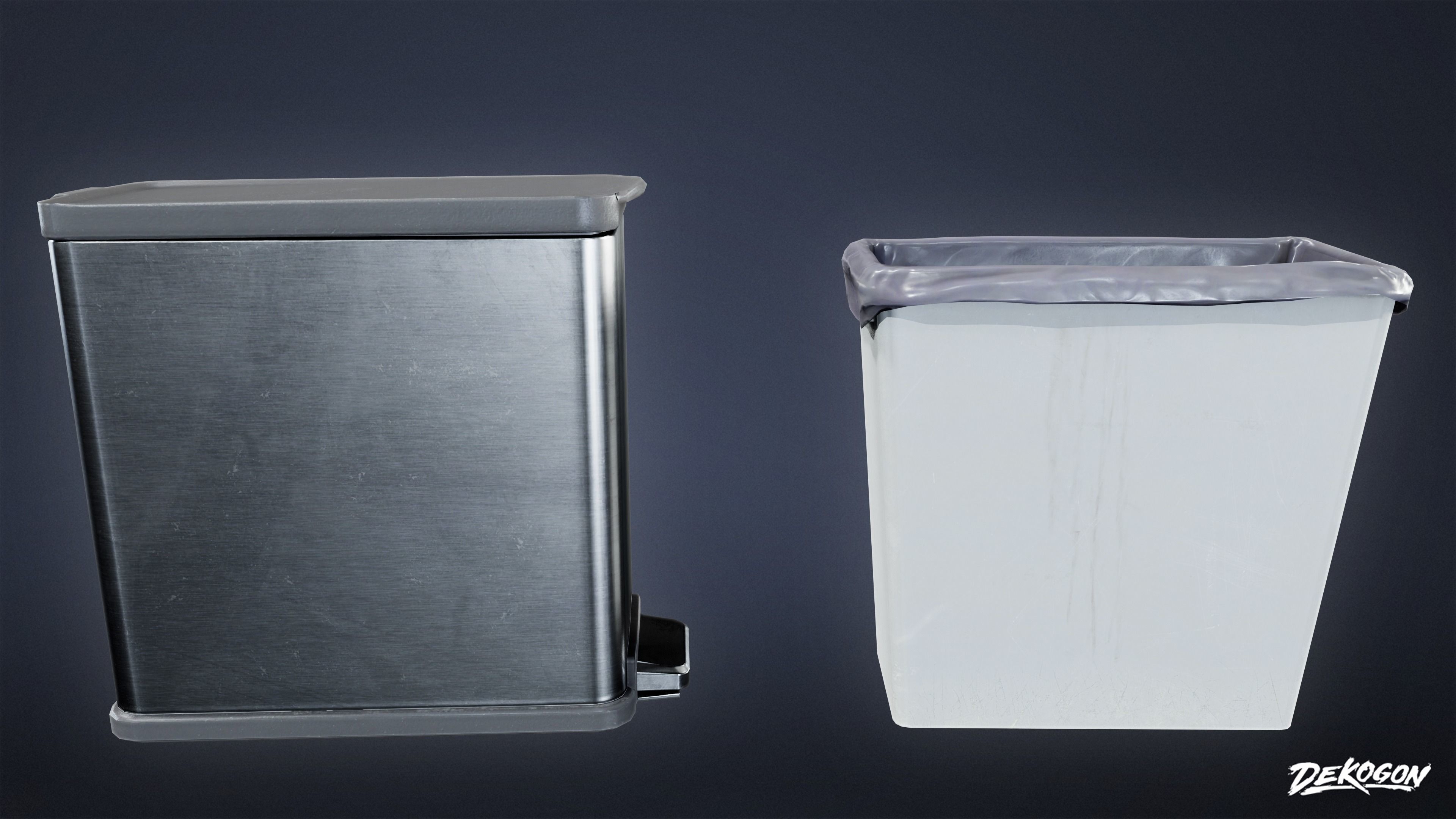 TRASH - Trashcans 01 - LOW POLY AND NANITE Low-poly 3D model_1