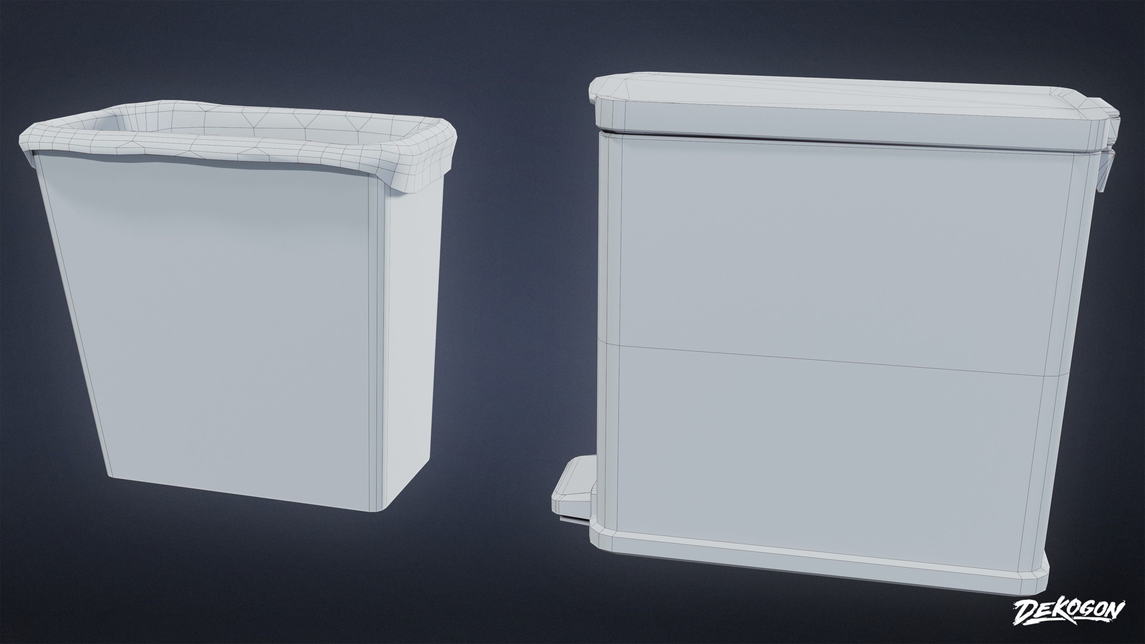 TRASH - Trashcans 01 - LOW POLY AND NANITE Low-poly 3D model_7