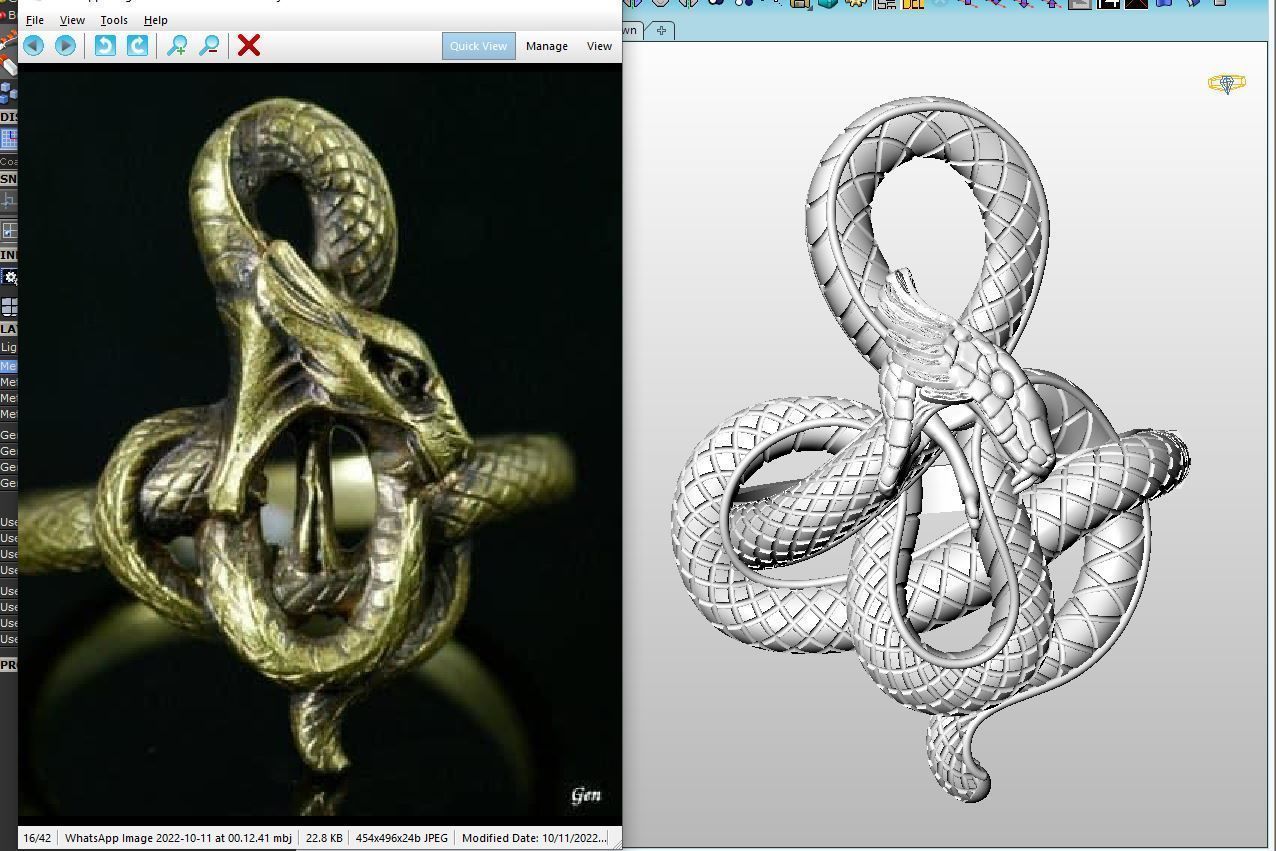 Snake ring 3D print model_3