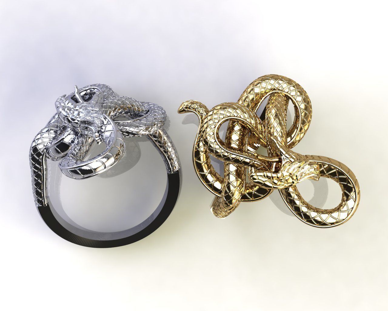 Snake ring 3D print model_4