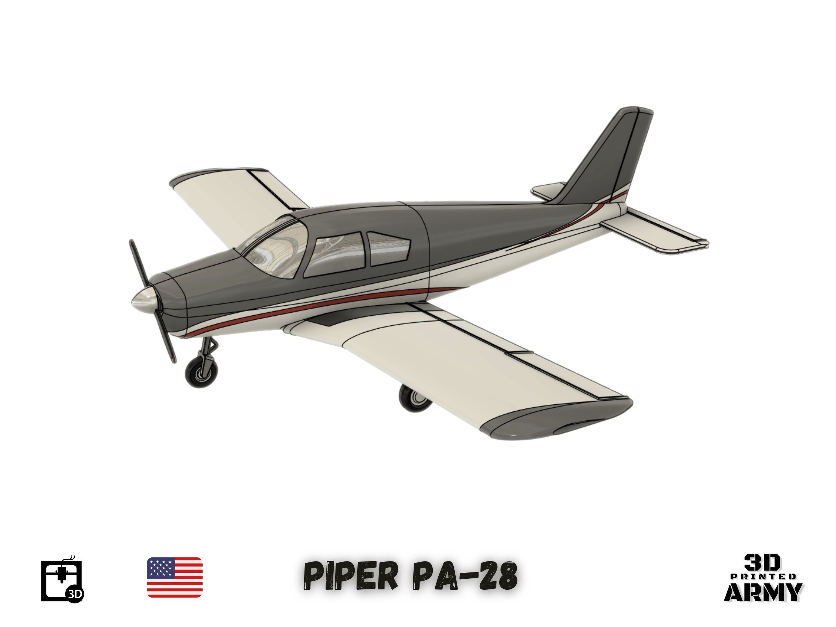 PIPER PA-28 Cherokee  - 3D printed scalemodel 3D print model 3D print model_1