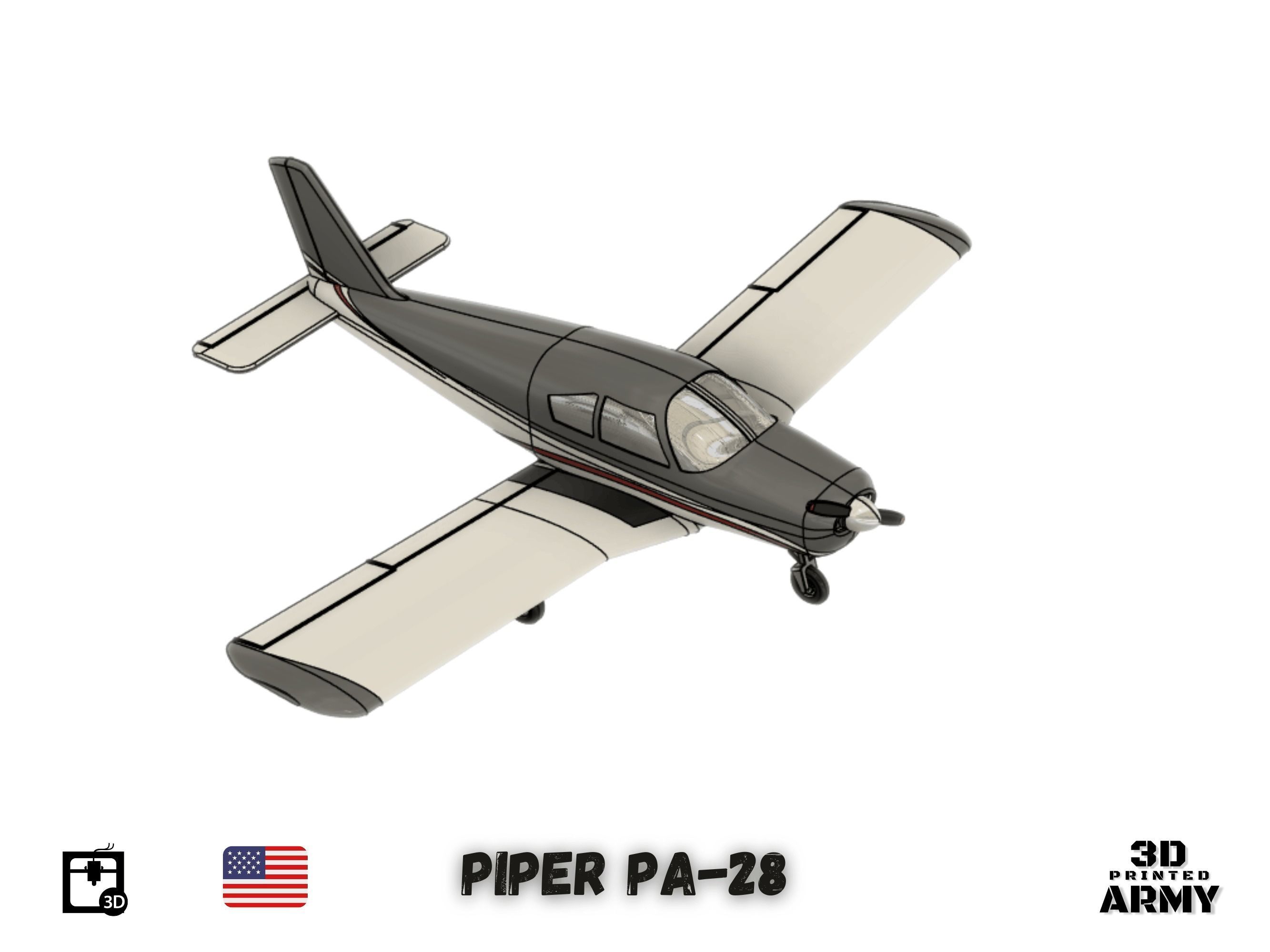 PIPER PA-28 Cherokee  - 3D printed scalemodel 3D print model 3D print model_2