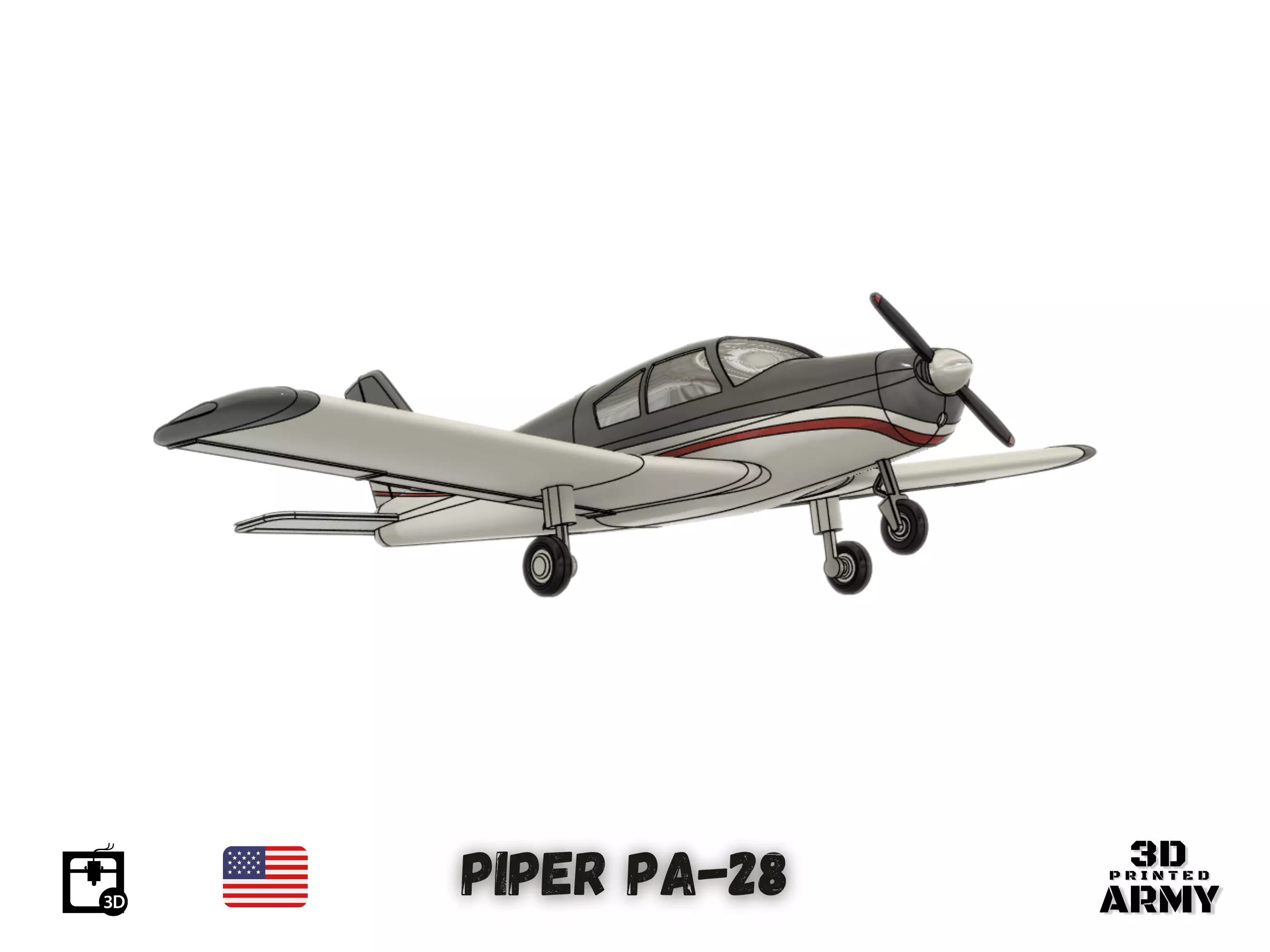 PIPER PA-28 Cherokee  - 3D printed scalemodel 3D print model 3D print model_0