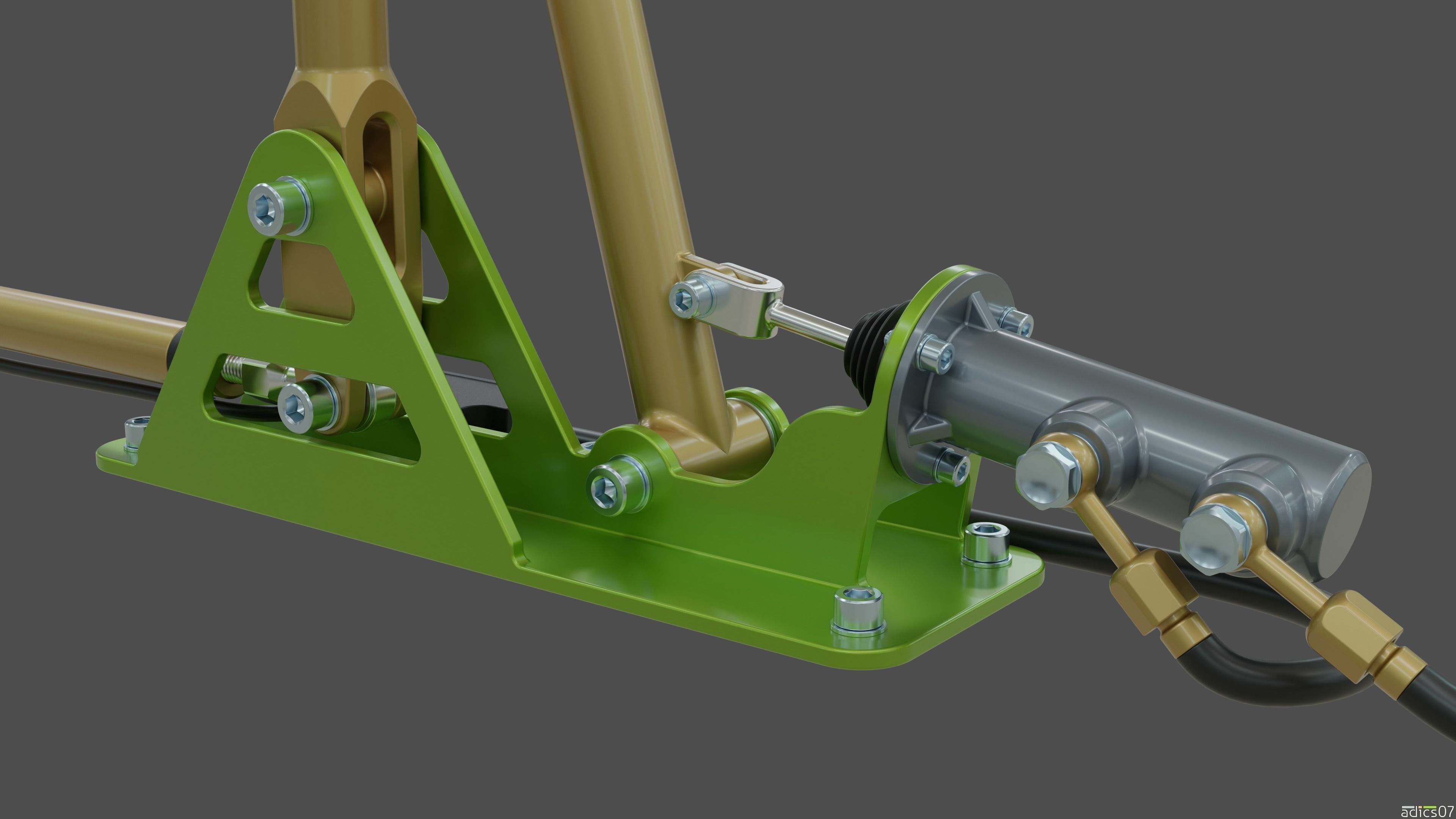 Highpoly steering wheel gearshift and handbrake for rally car 3D model_10