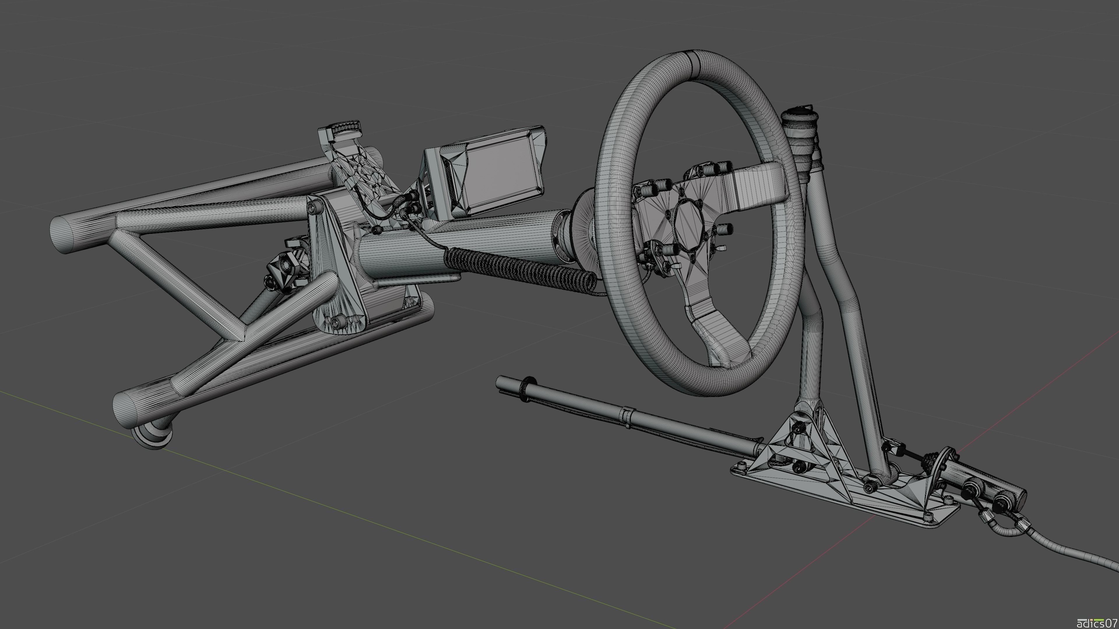 Highpoly steering wheel gearshift and handbrake for rally car 3D model_22