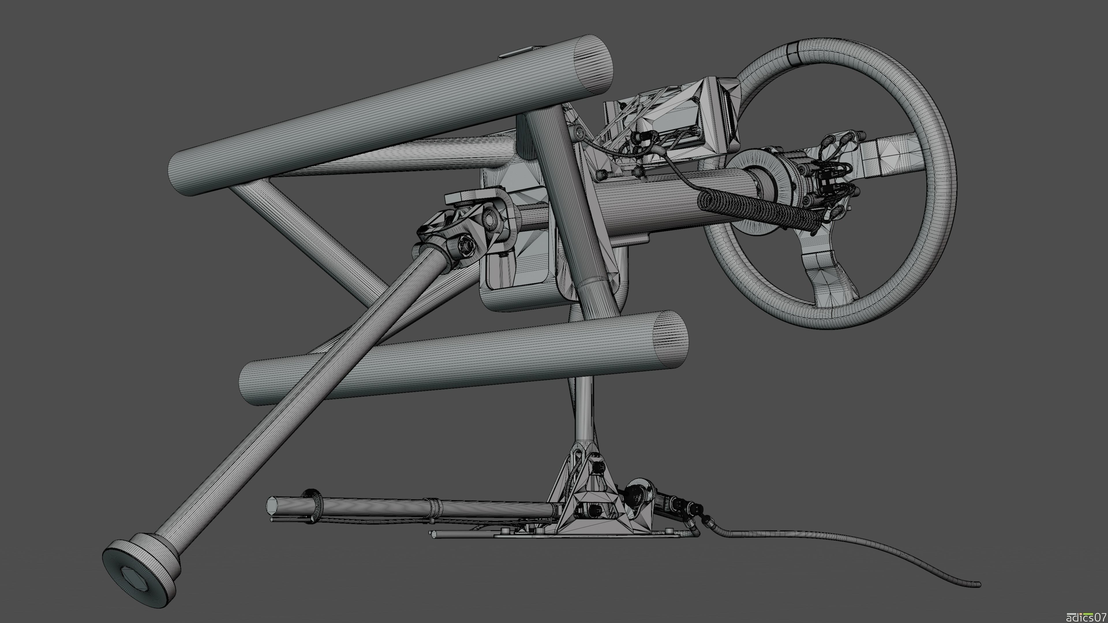 Highpoly steering wheel gearshift and handbrake for rally car 3D model_26