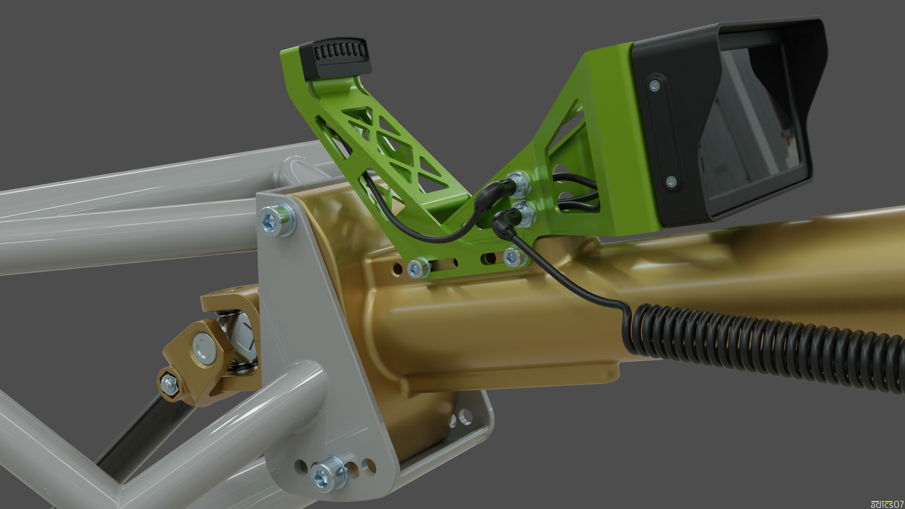 Highpoly steering wheel gearshift and handbrake for rally car 3D model_5