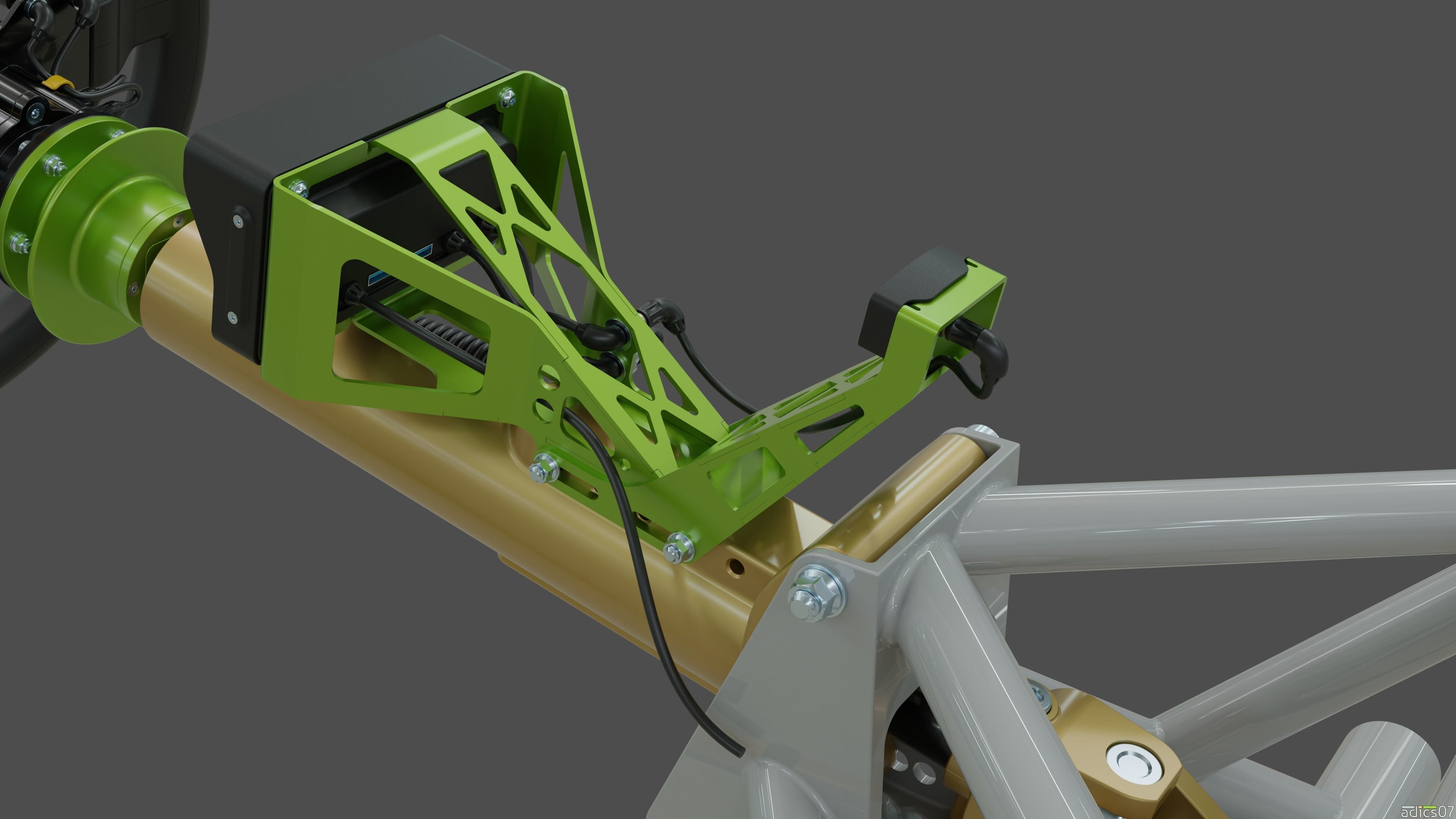 Highpoly steering wheel gearshift and handbrake for rally car 3D model_8