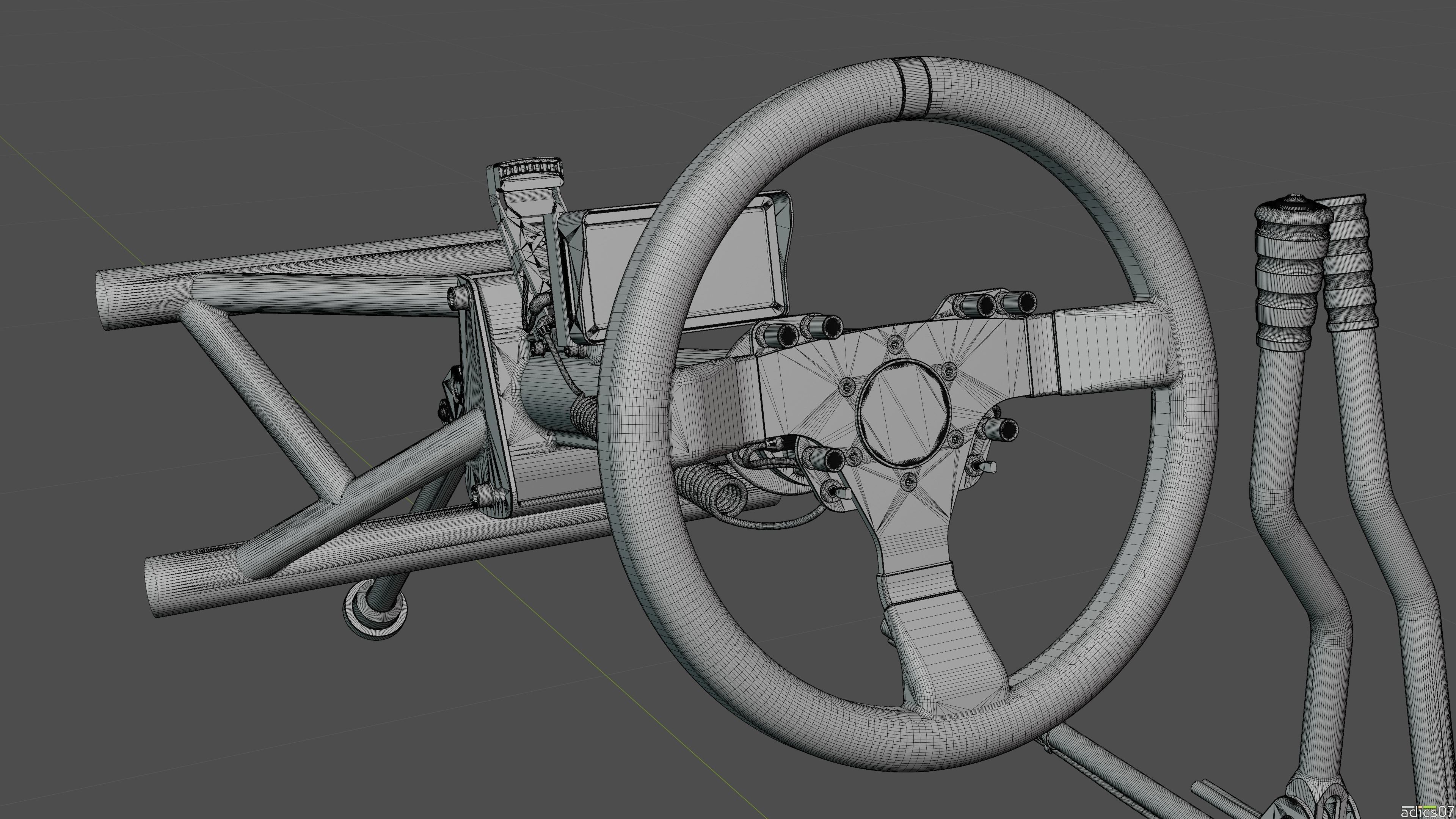 Highpoly steering wheel gearshift and handbrake for rally car 3D model_28