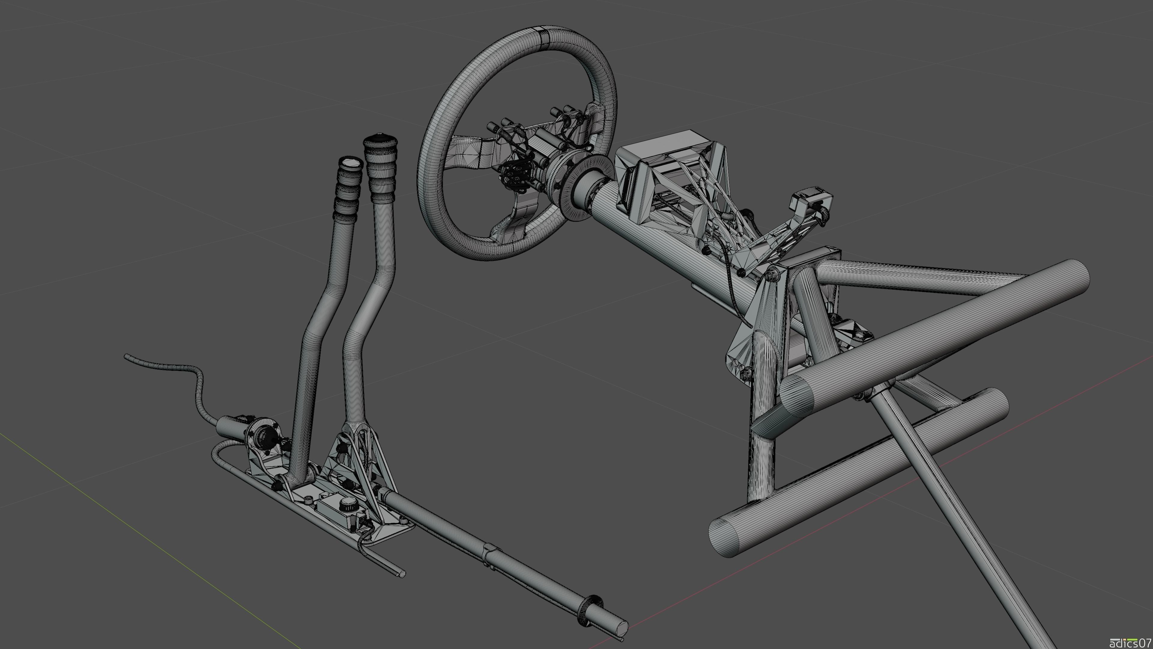 Highpoly steering wheel gearshift and handbrake for rally car 3D model_23