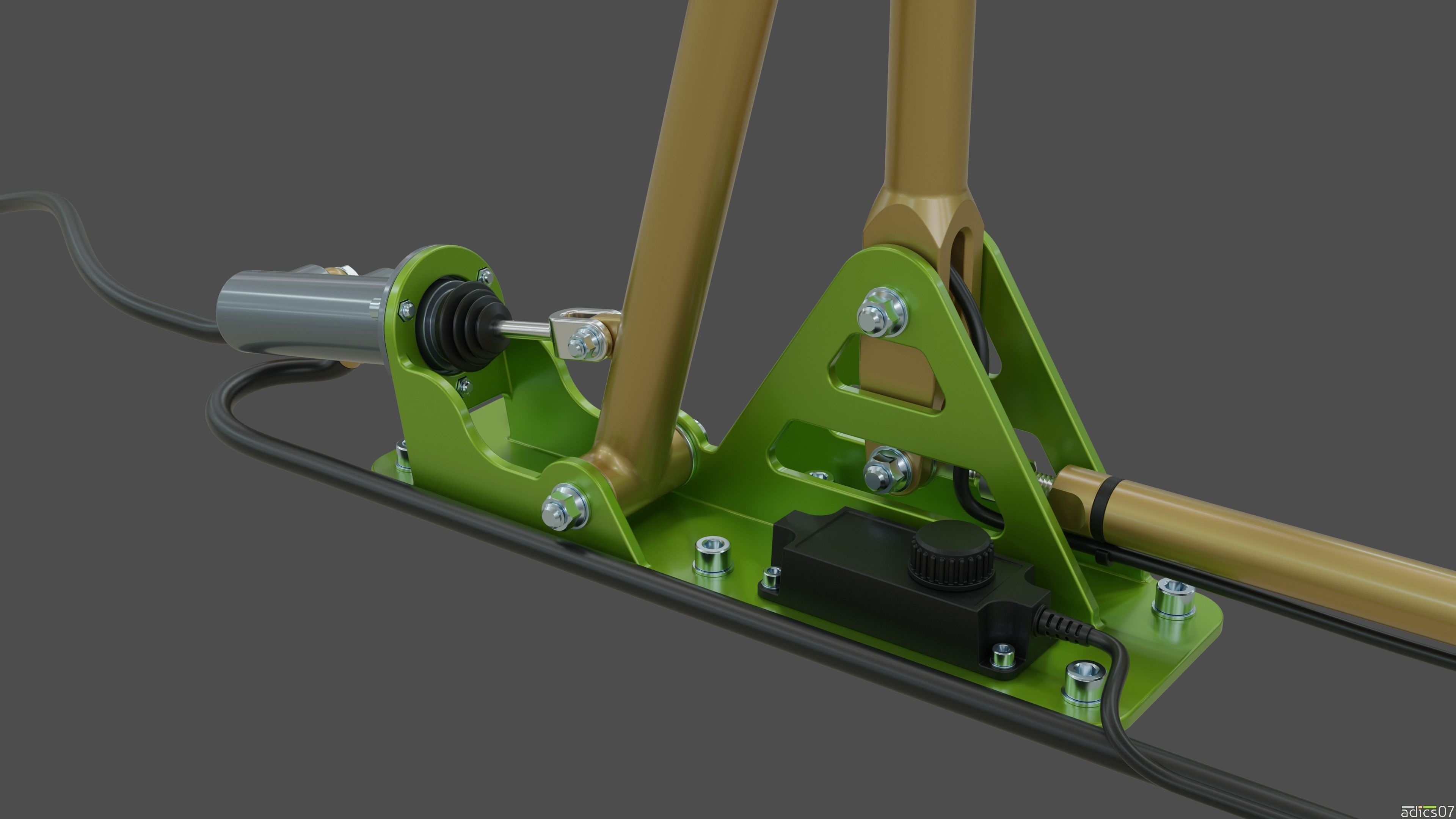 Highpoly steering wheel gearshift and handbrake for rally car 3D model_9