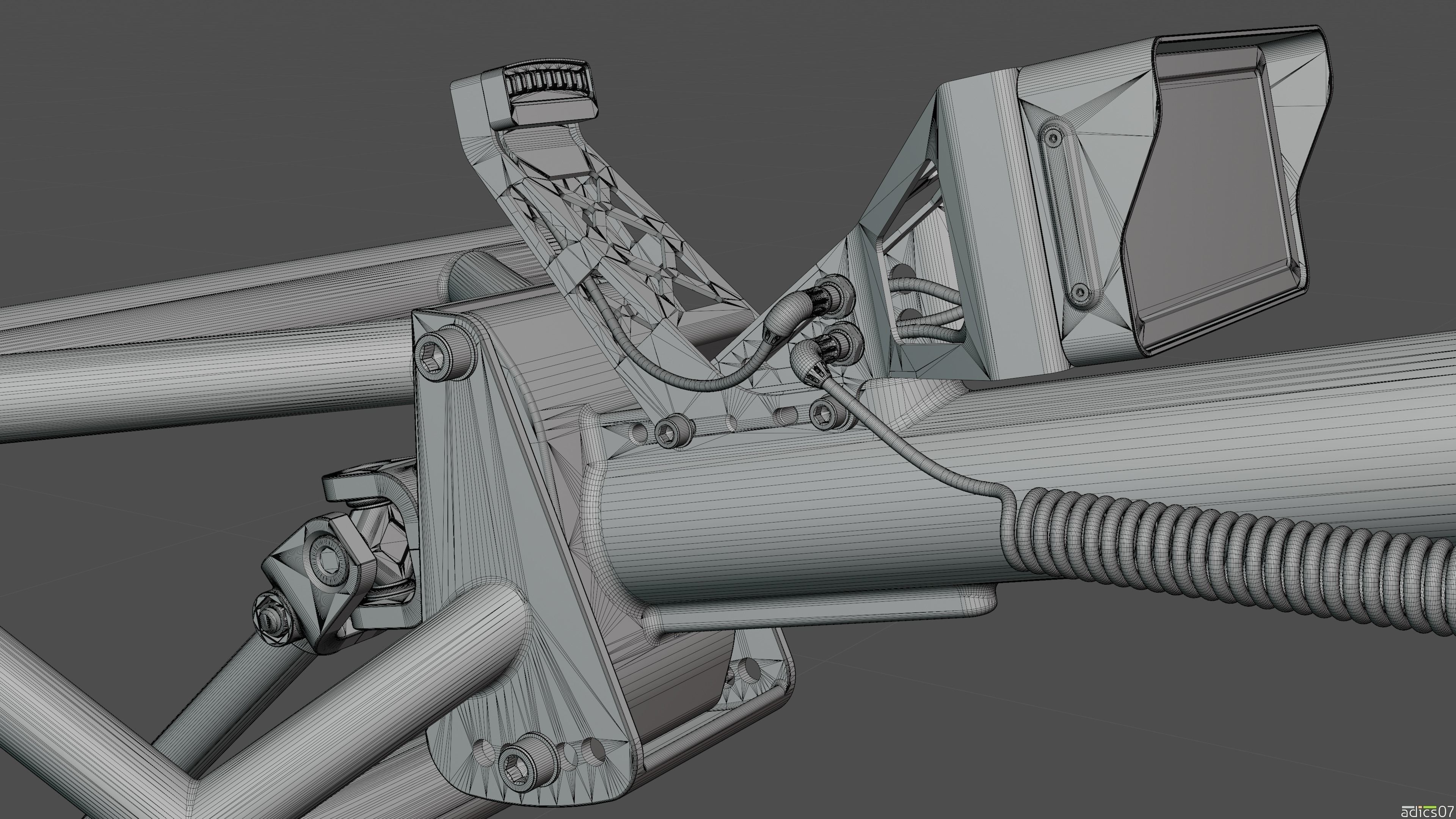 Highpoly steering wheel gearshift and handbrake for rally car 3D model_27