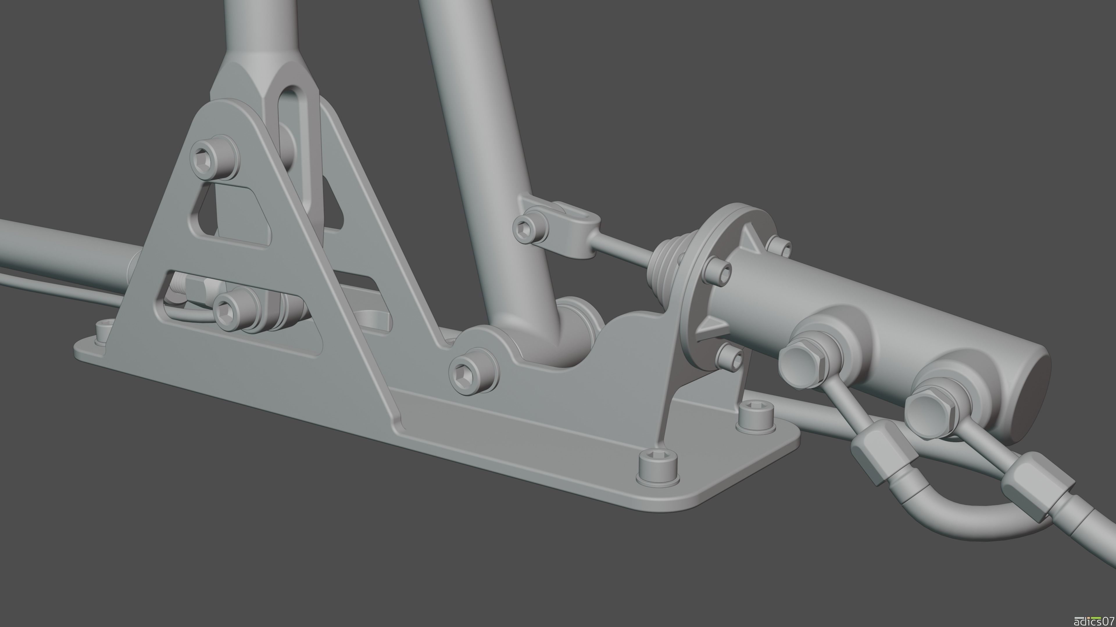 Highpoly steering wheel gearshift and handbrake for rally car 3D model_21