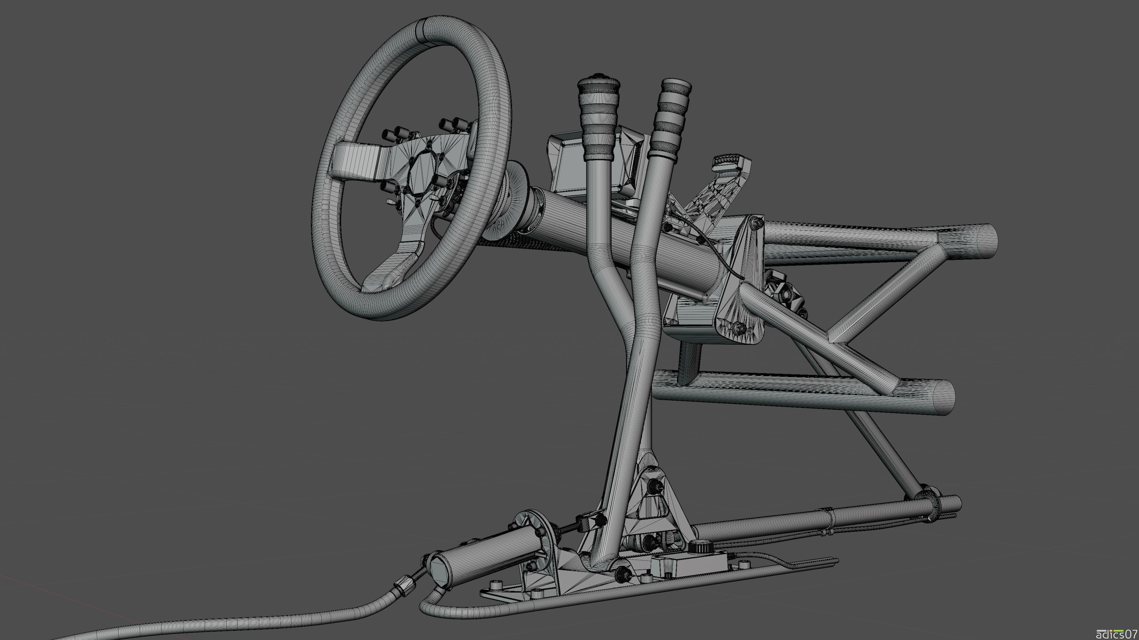 Highpoly steering wheel gearshift and handbrake for rally car 3D model_25