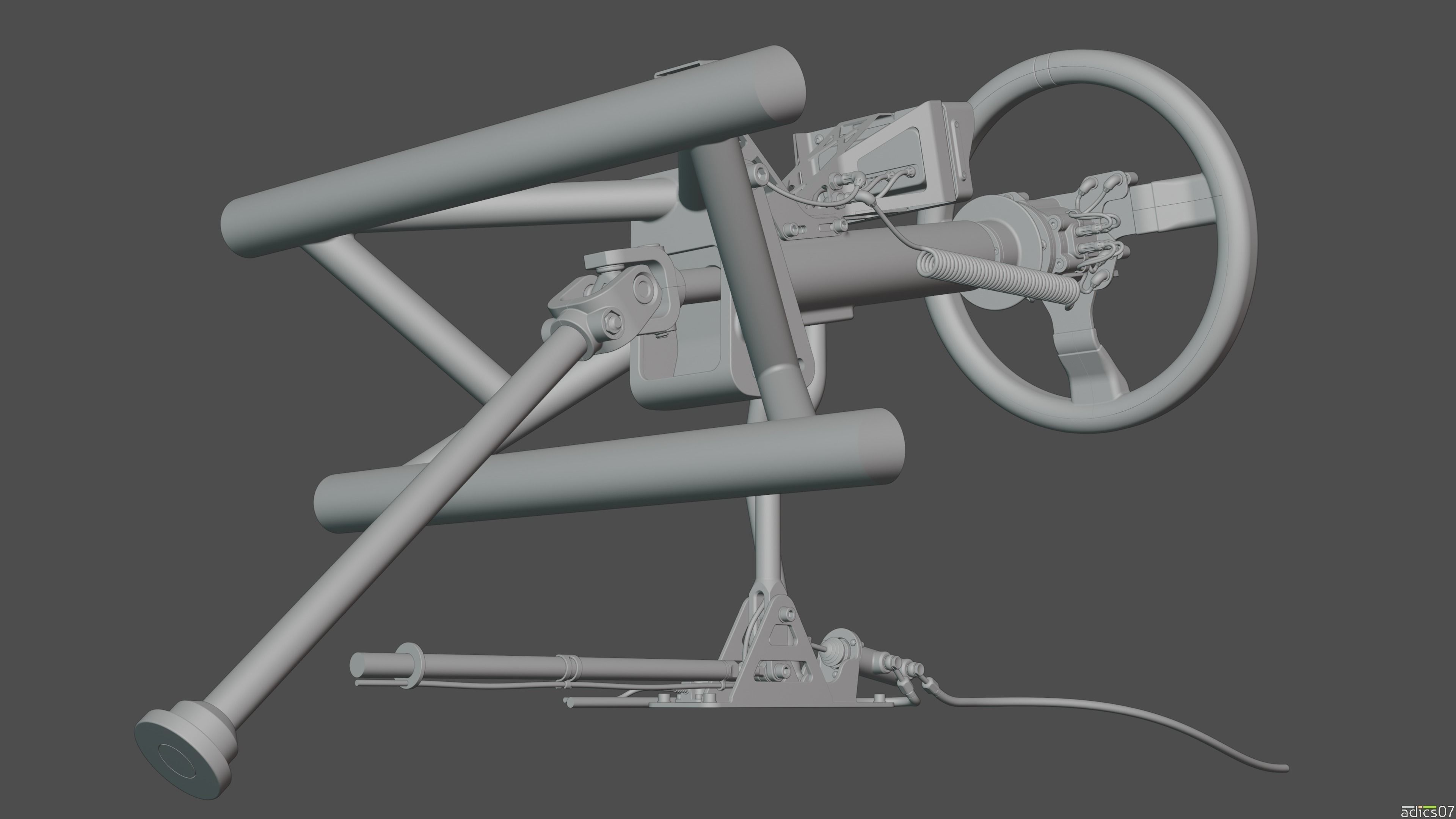 Highpoly steering wheel gearshift and handbrake for rally car 3D model_15