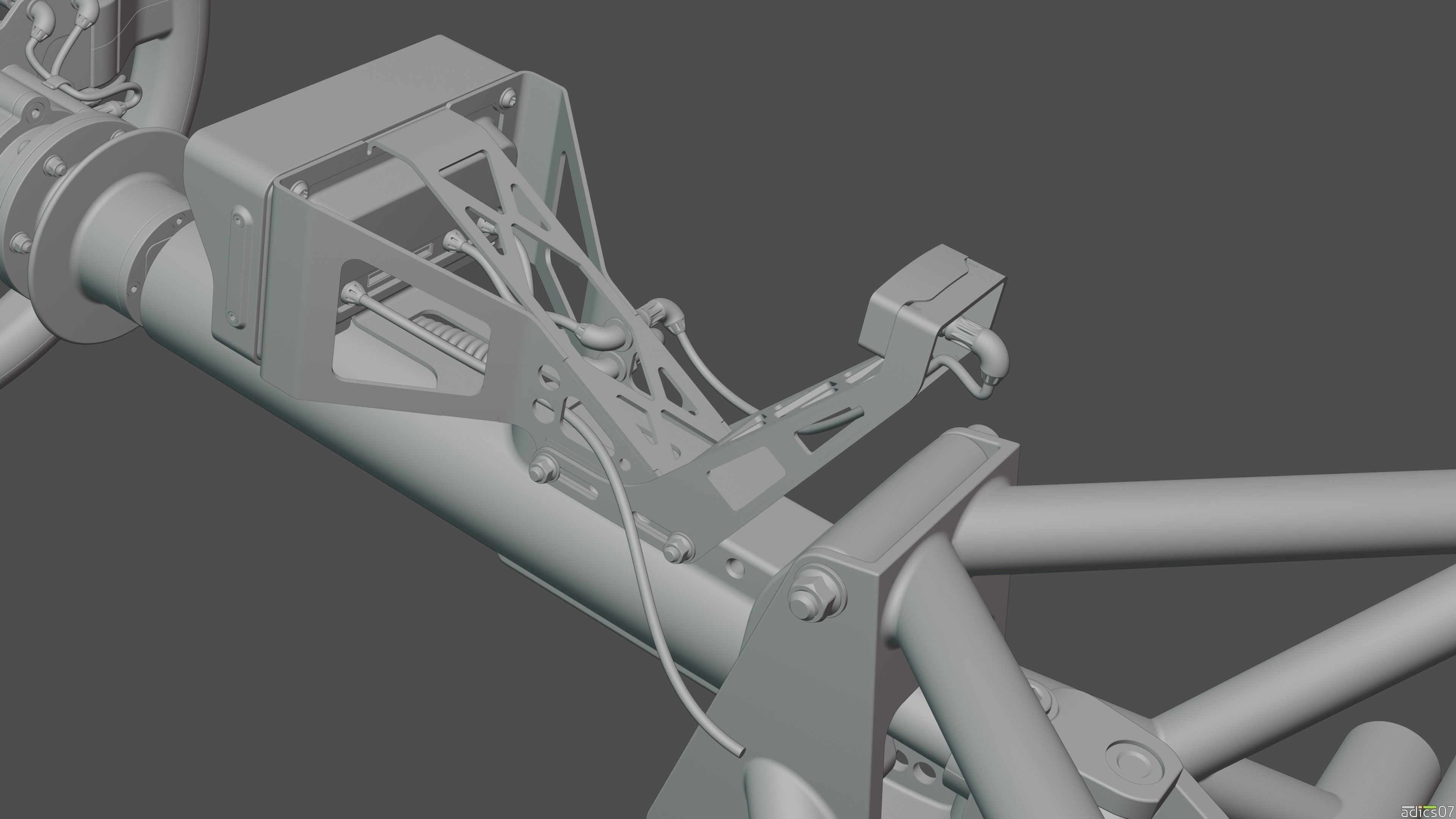 Highpoly steering wheel gearshift and handbrake for rally car 3D model_19