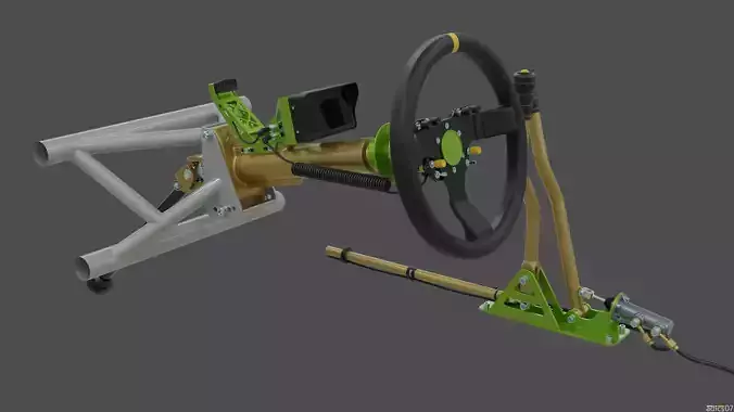 Highpoly steering wheel gearshift and handbrake for rally car