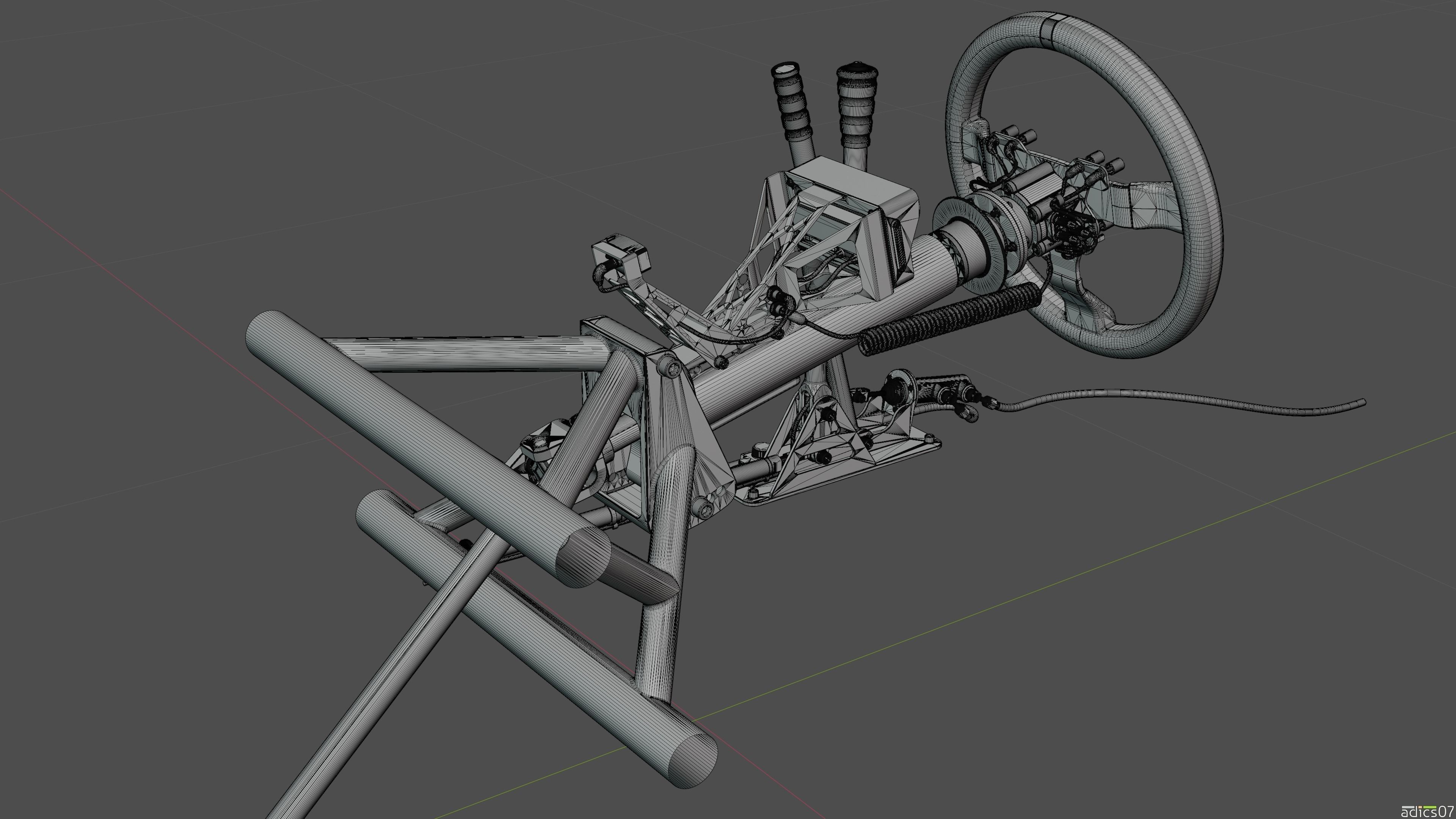 Highpoly steering wheel gearshift and handbrake for rally car 3D model_24