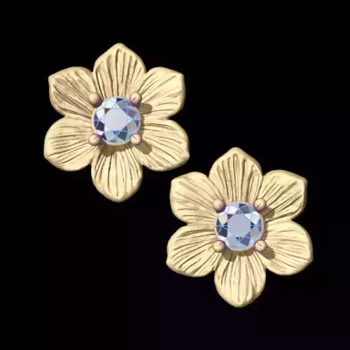 stud flower earrings Free 3D print model