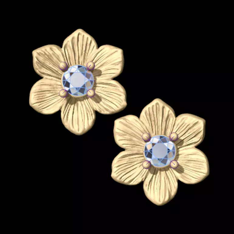 stud flower earrings Free 3D print model
