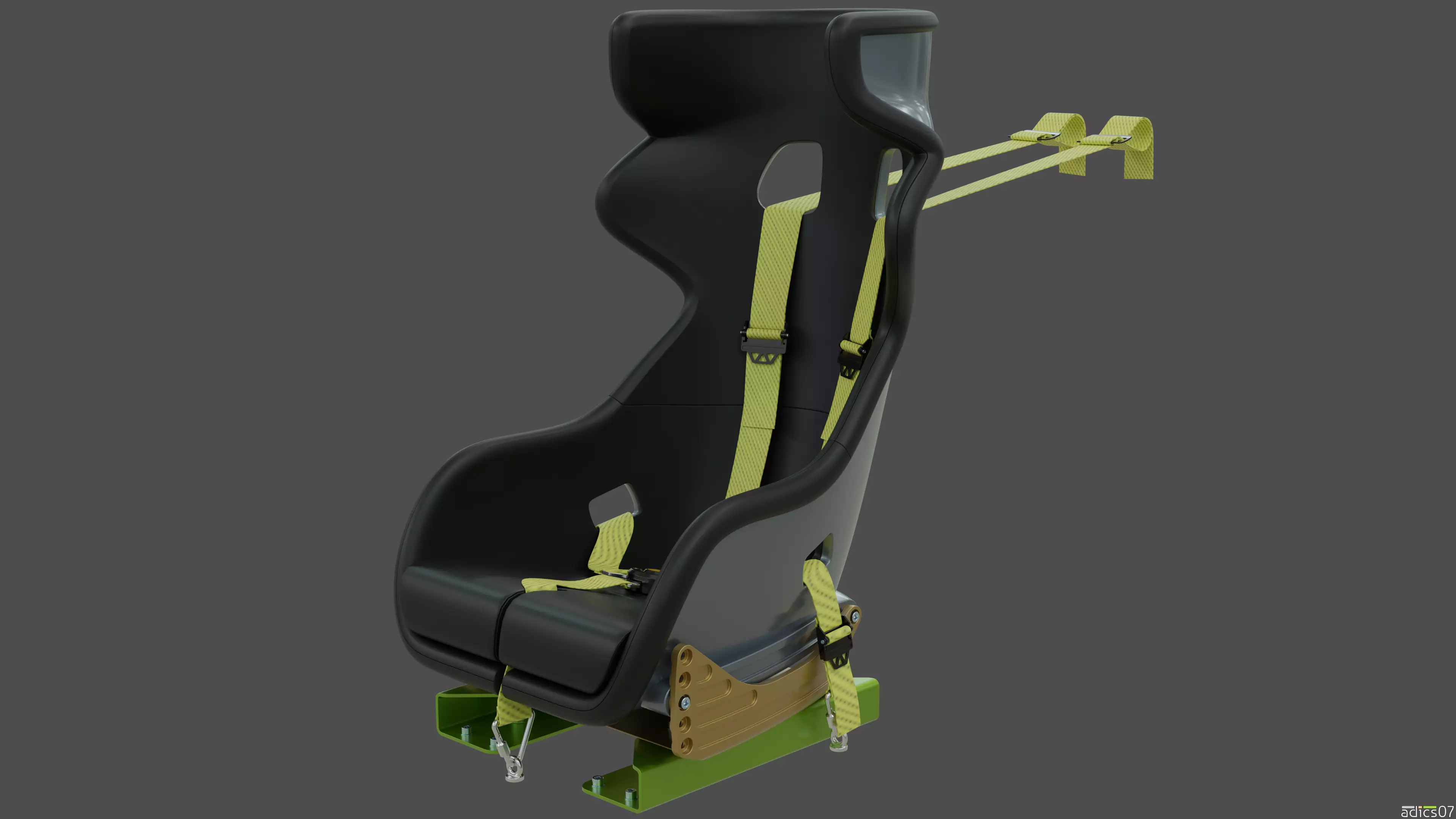 Highpoly seat assembly for rally car 3D model