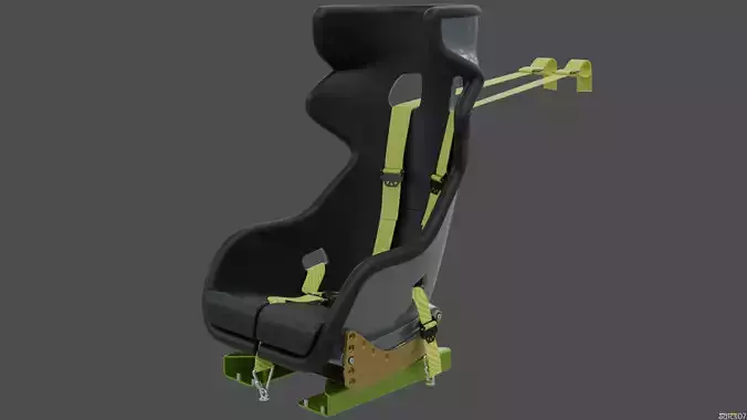 Highpoly seat assembly for rally car