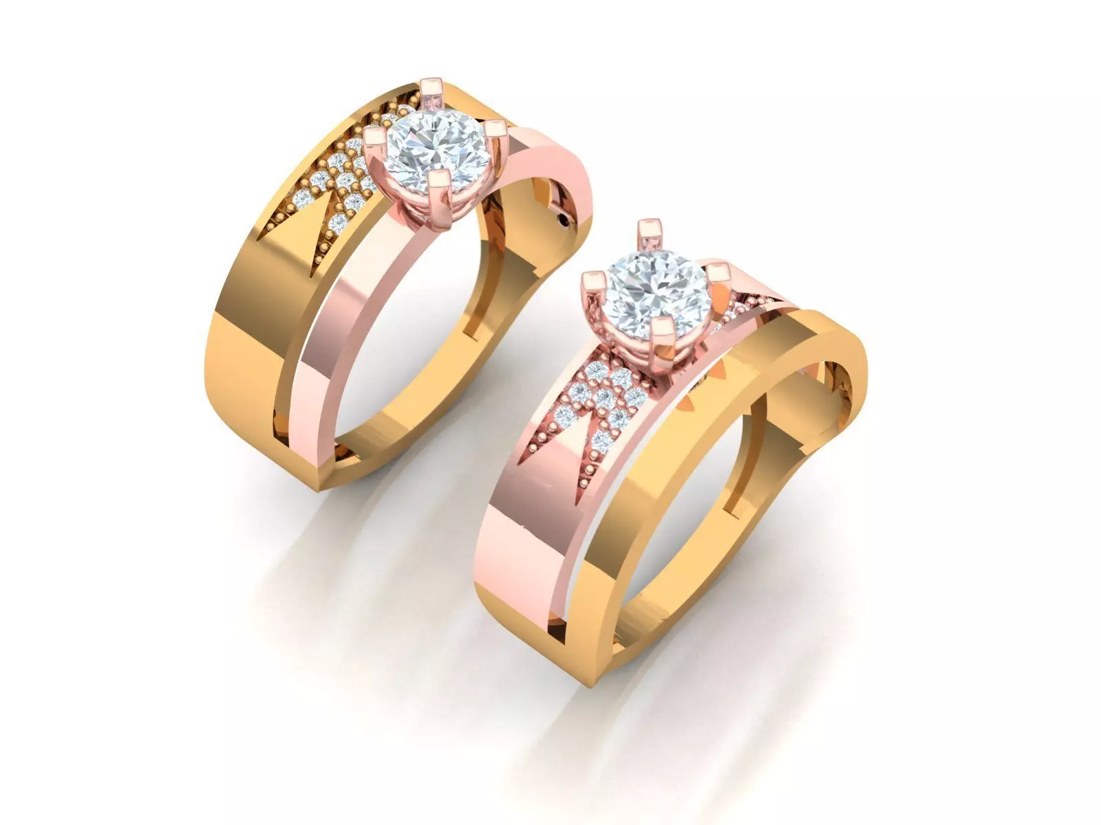 Womens Two piece solitaire ring 3D print model_0
