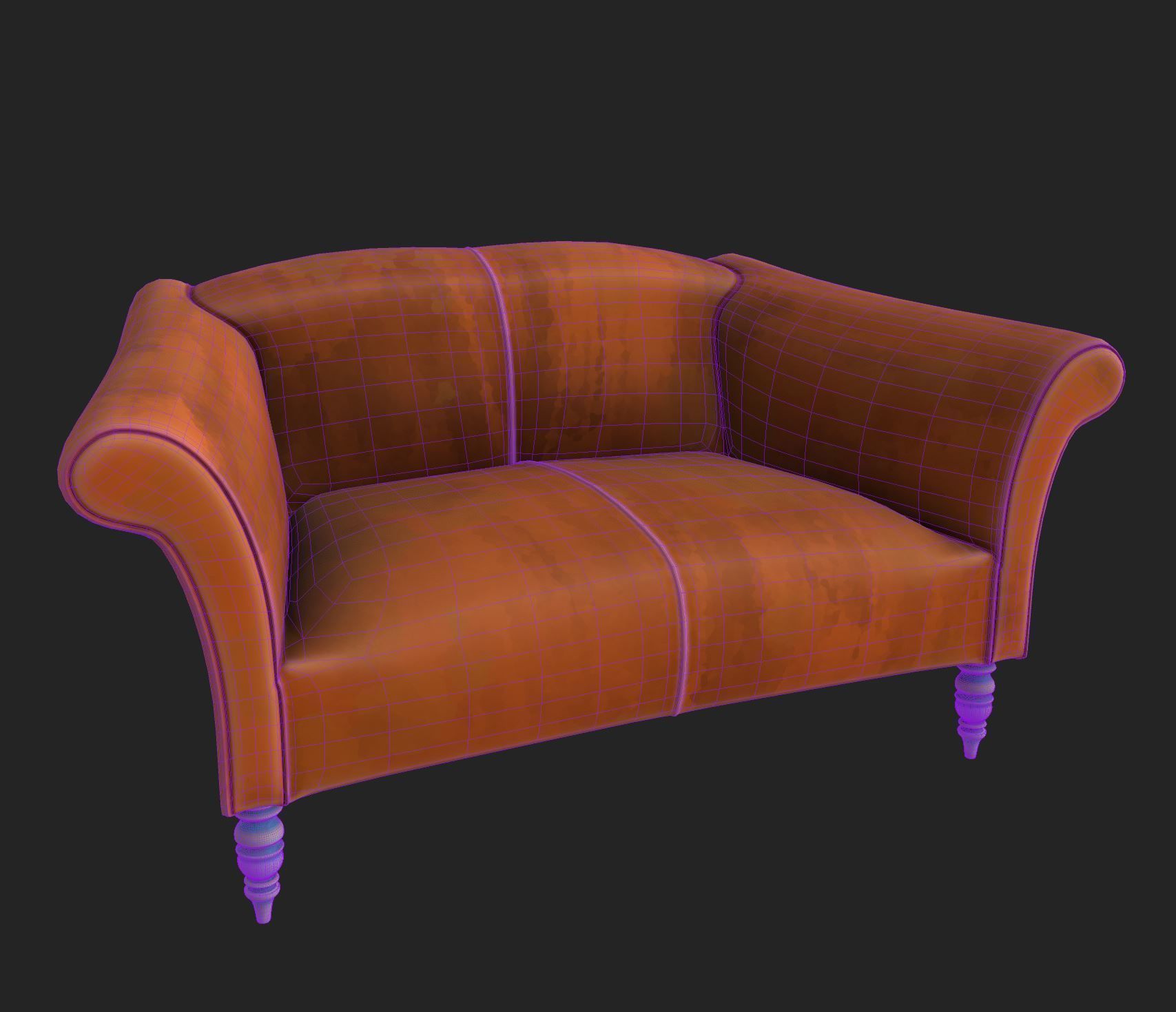 sofa  stylized Low-poly 3D model_4