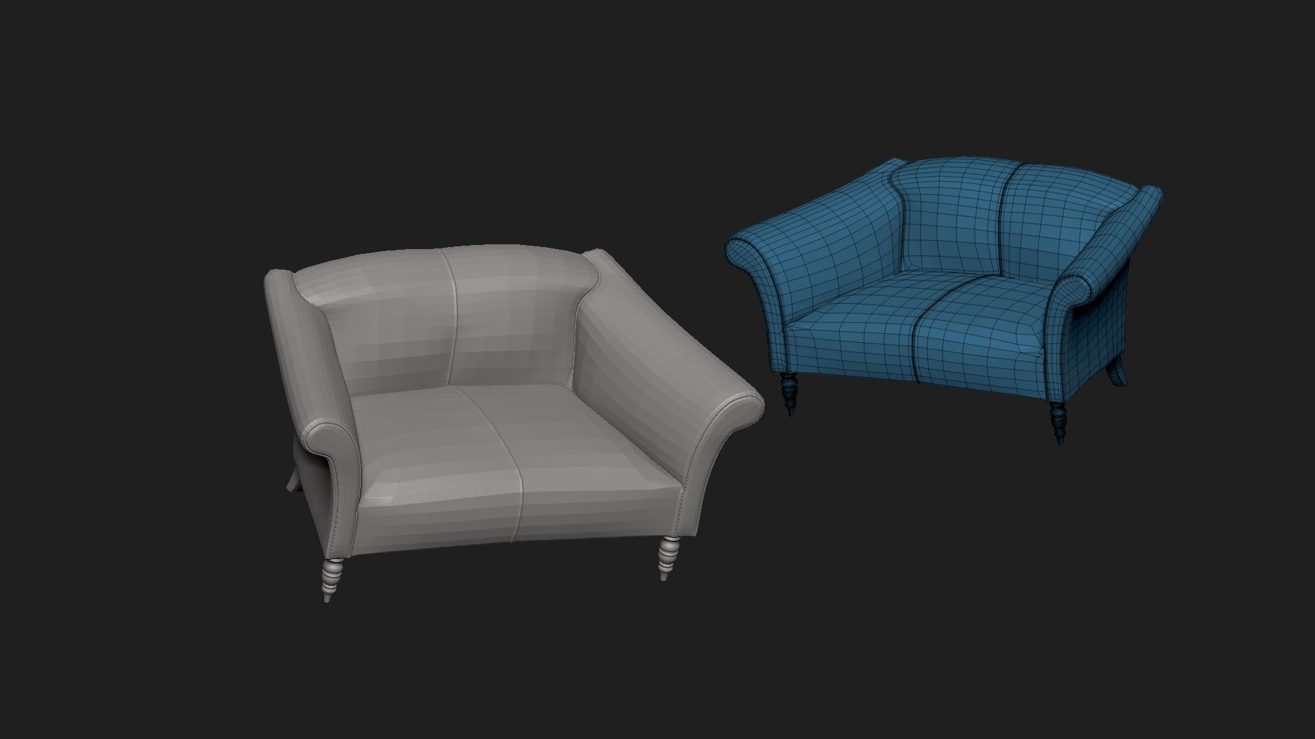 sofa  stylized Low-poly 3D model_1
