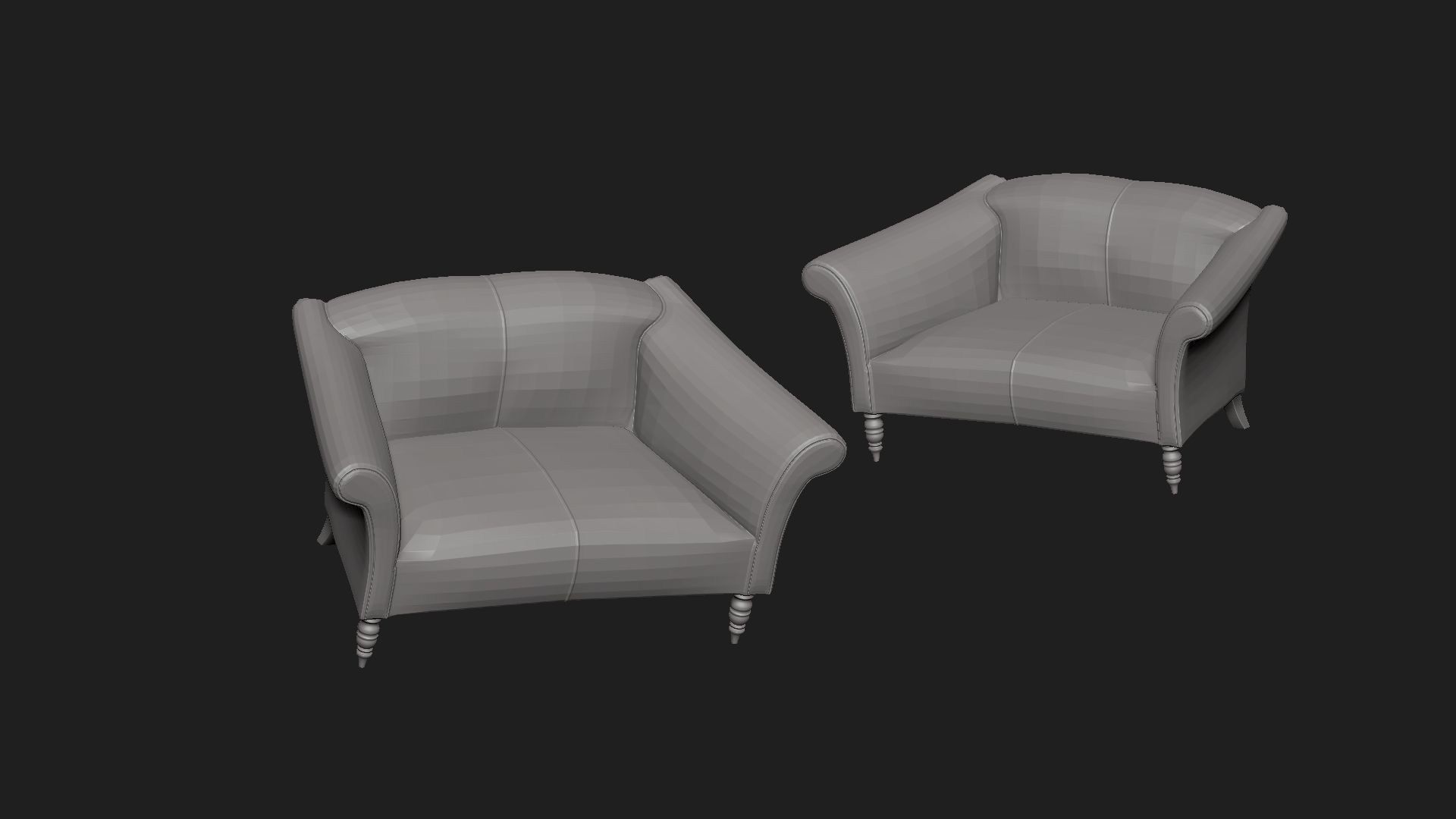 sofa  stylized Low-poly 3D model_3