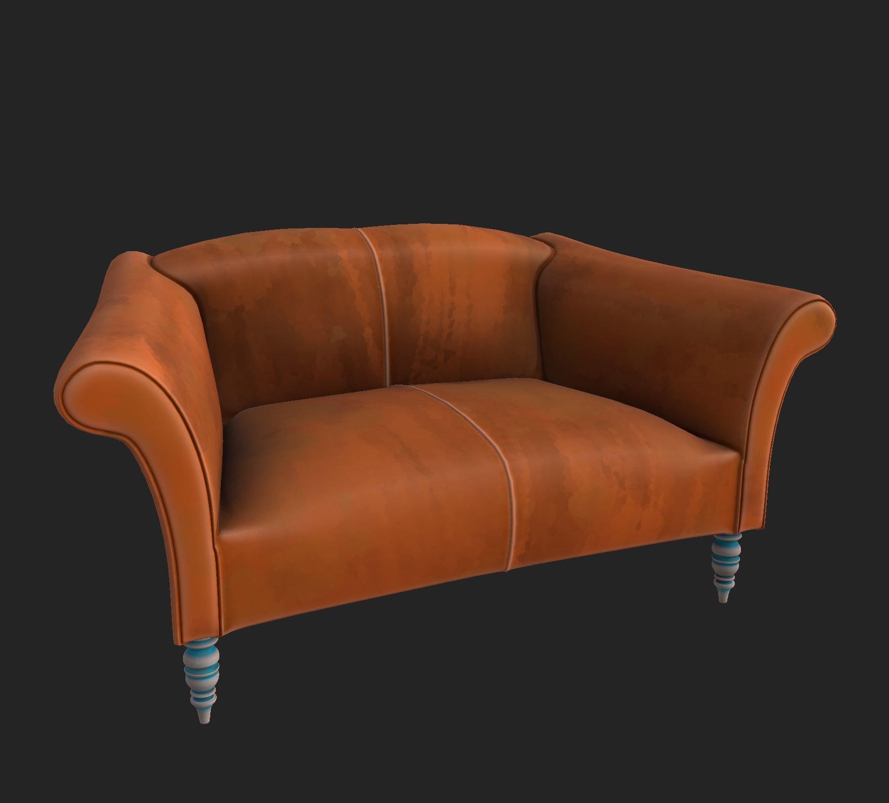 sofa  stylized Low-poly 3D model_6
