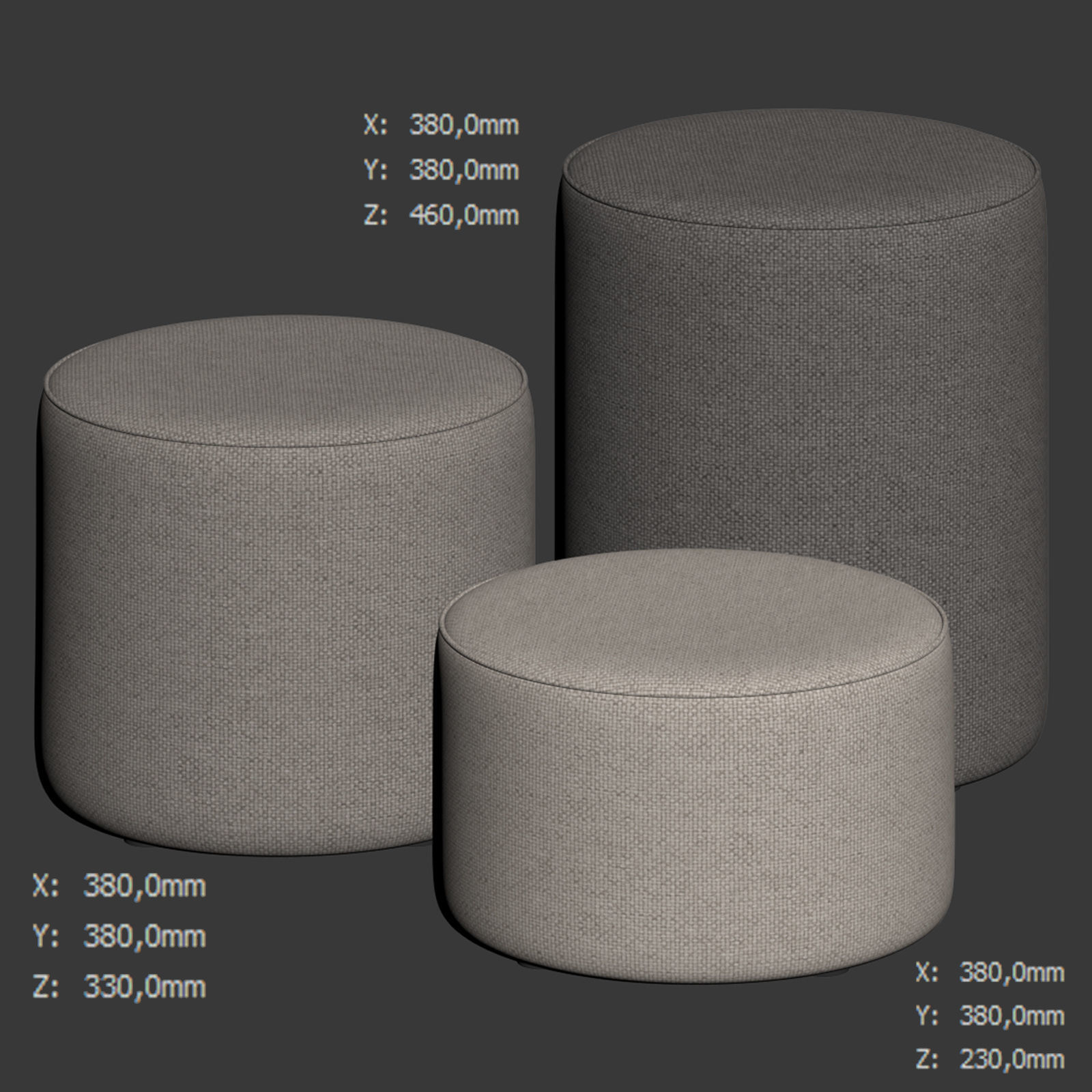 Camden Drum Stool by Footstools and More 3D model_5
