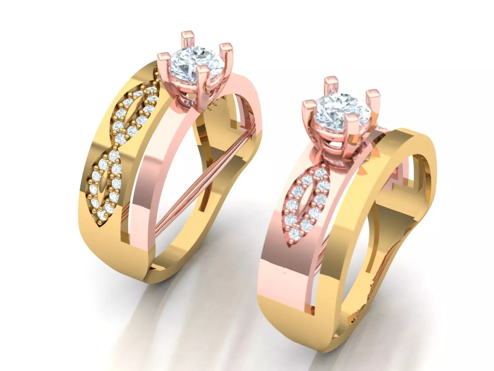 Womens Two piece solitaire ring 3D print model_0