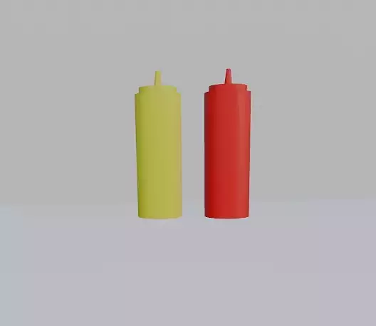 Ketchup and Mustard Bottle Low-poly 3D model