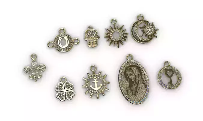 dijes- Colgantes paquete de 8 surtidos mas 1 dije de regalo -v- 3D print model
