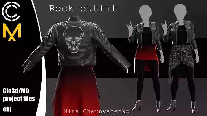 Rock outfit - Marvelous Designer project and OBJ