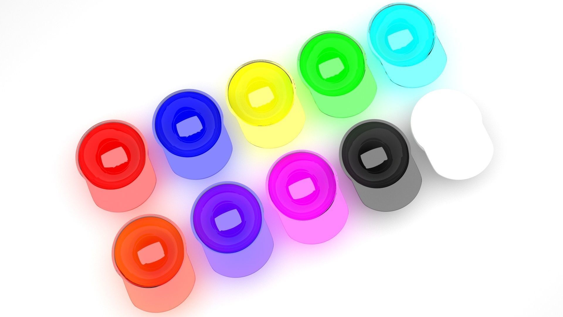 Colored Glass Lego Caps Set 3D model_6