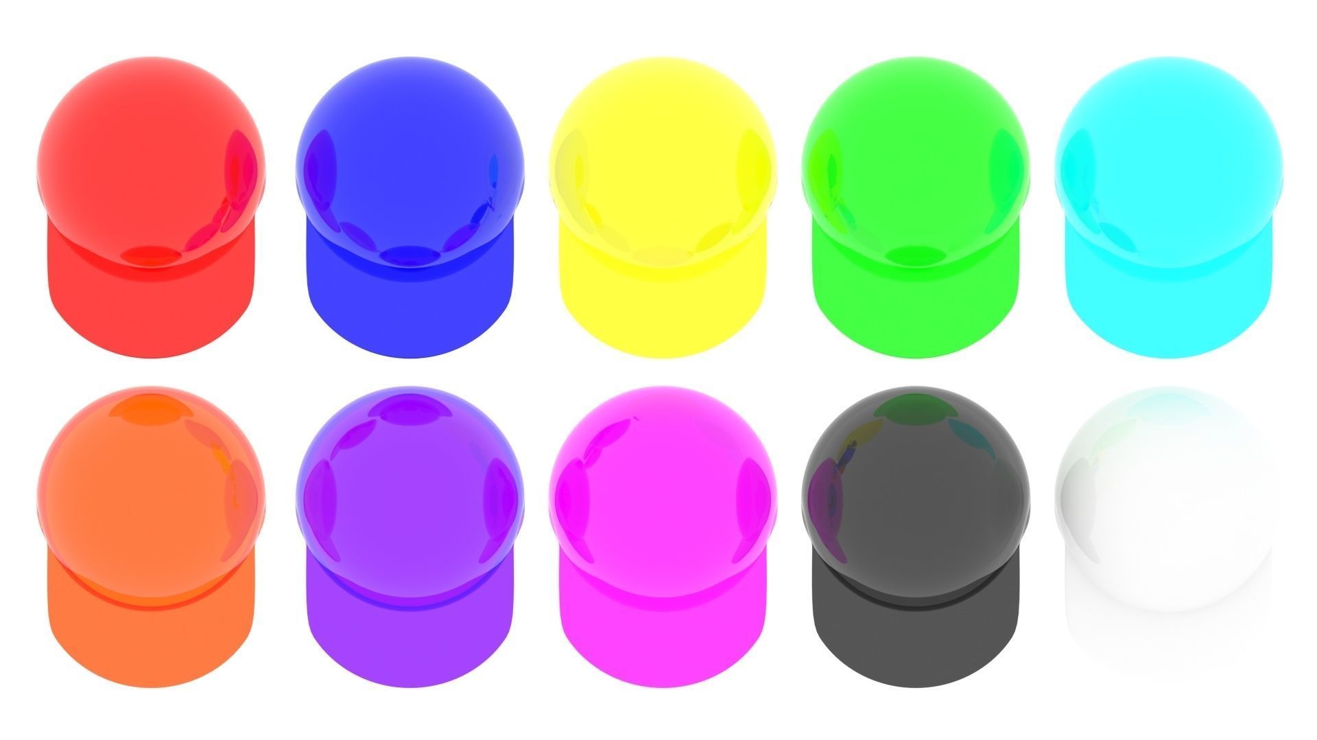 Colored Glass Lego Caps Set 3D model_14